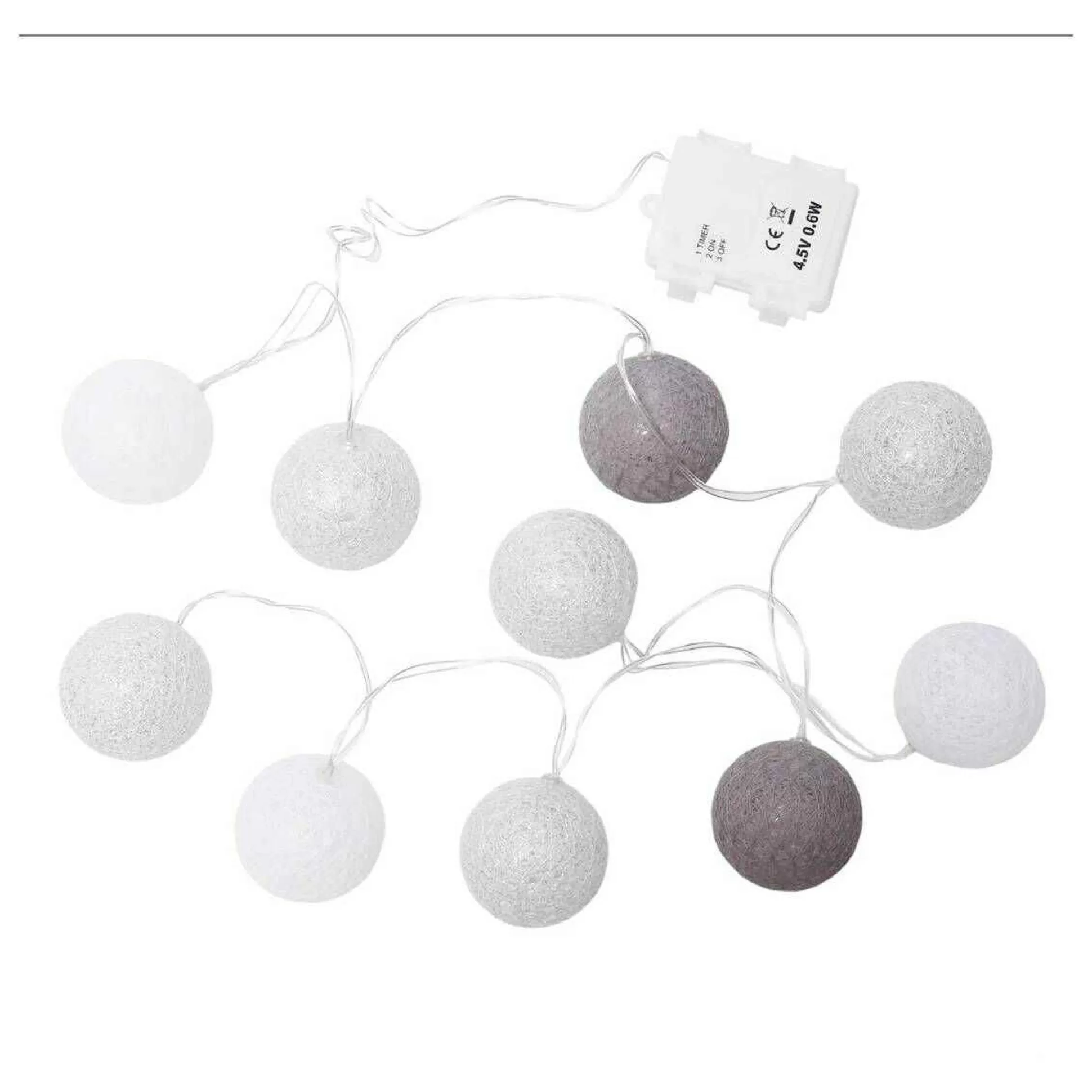 10 Led Grey Cotton Ball Lights 1.65M-Hobbycraft Store