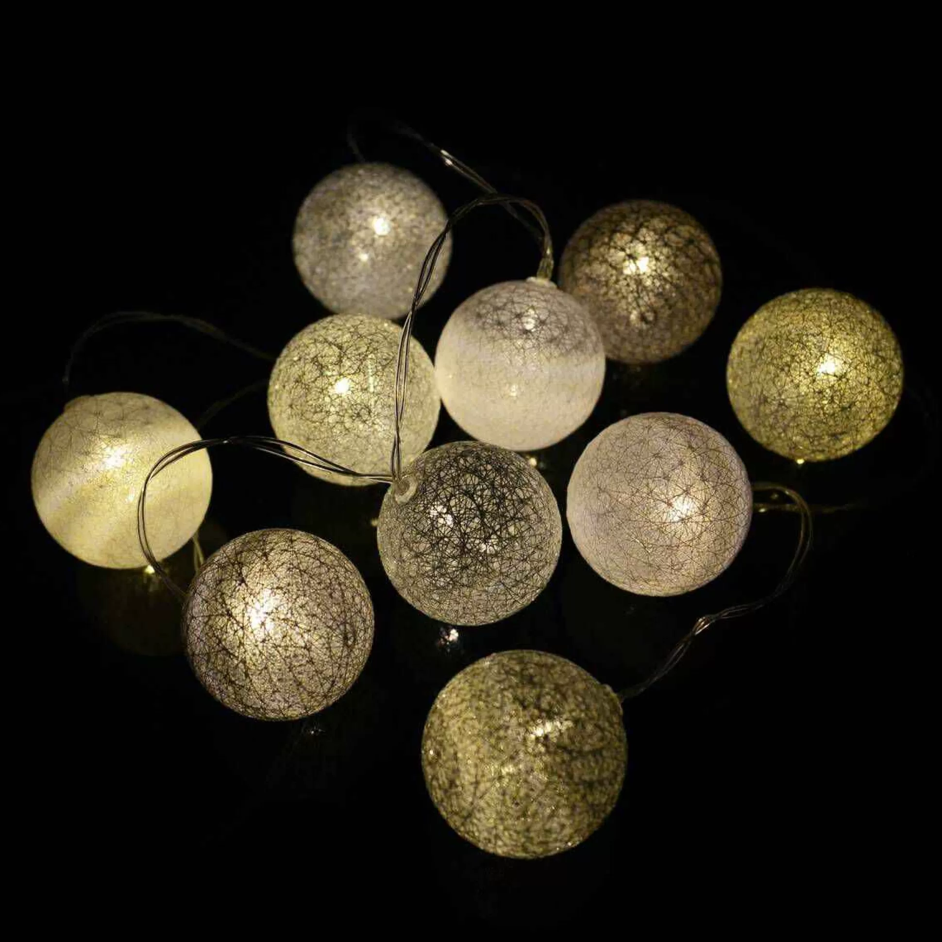 10 Led Grey Cotton Ball Lights 1.65M-Hobbycraft Store