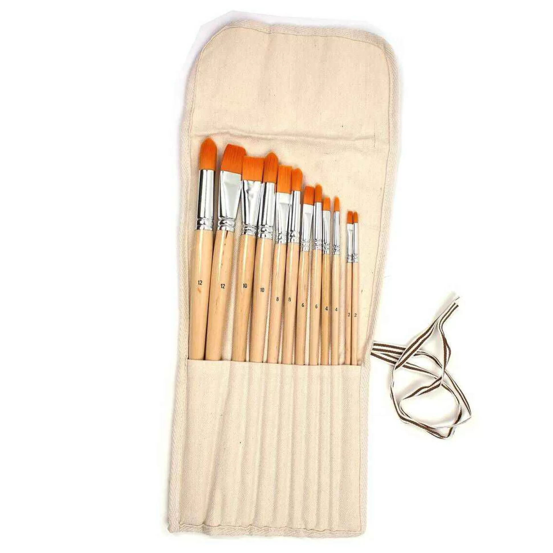 12 Nylon Paint Brushes In Canvas Holder-Hobbycraft Fashion