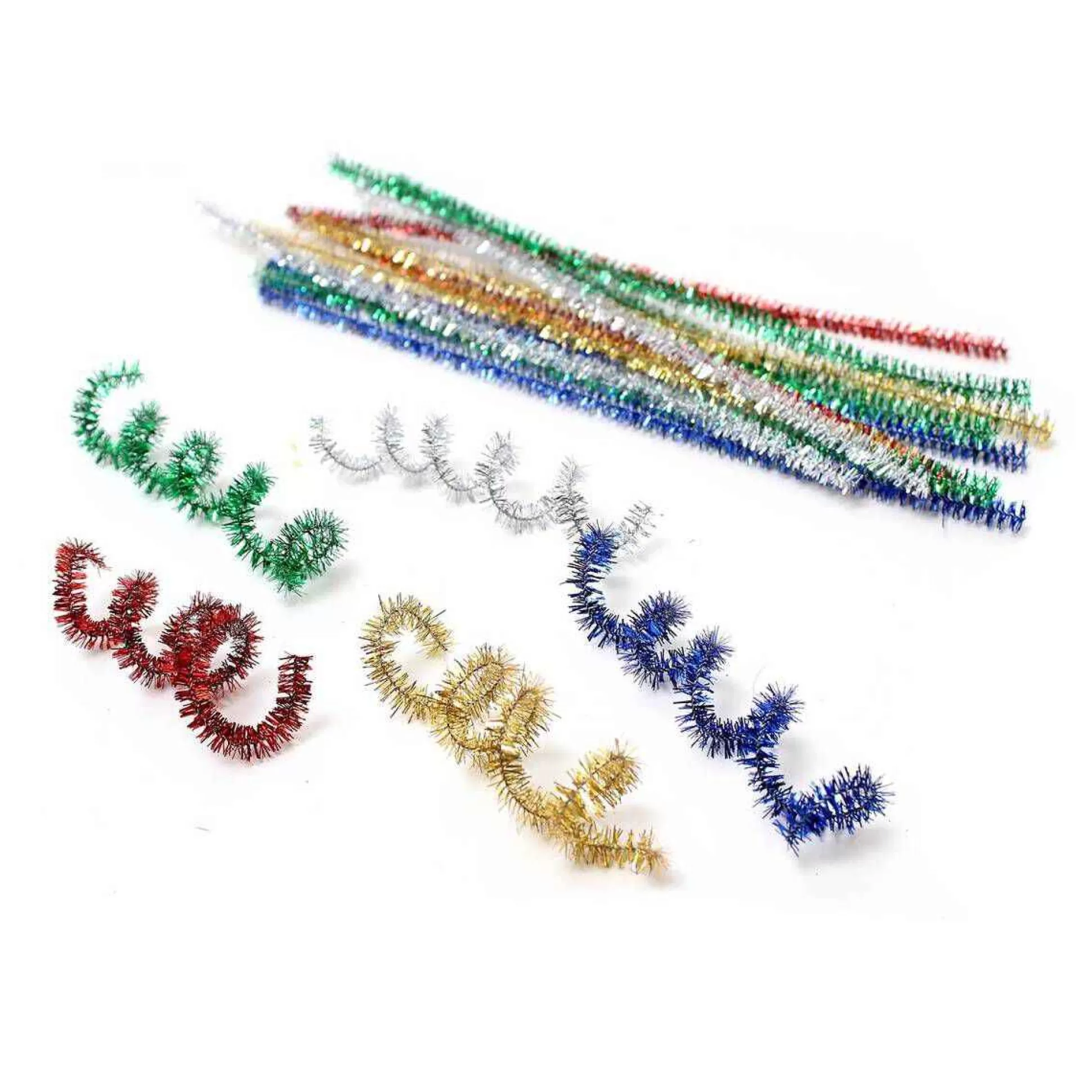 Assorted Tinsel Pipe Cleaners 40 Pack-Hobbycraft Shop