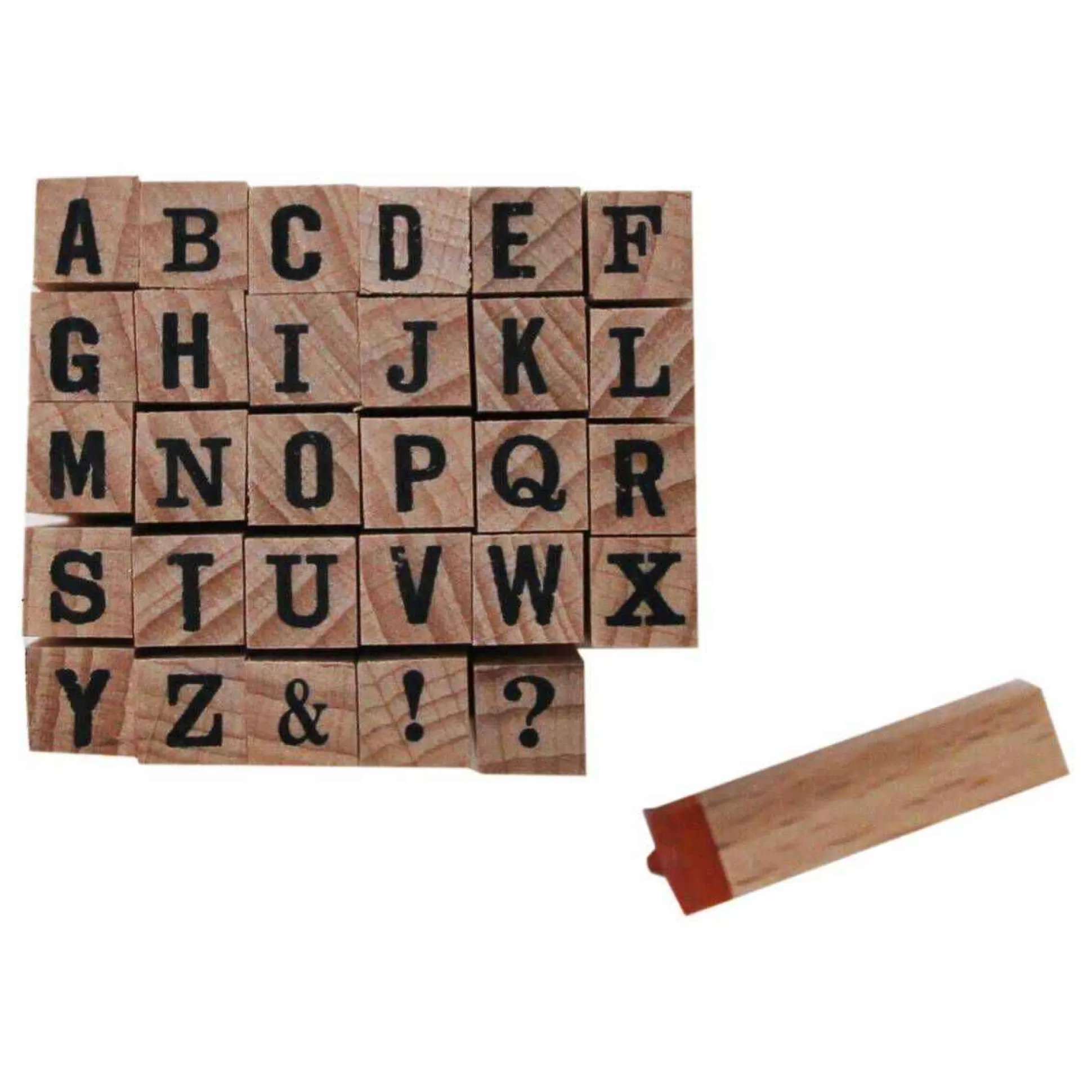 Block Mini Alphabet Wooden Stamp Set 30 Pieces-Hobbycraft New