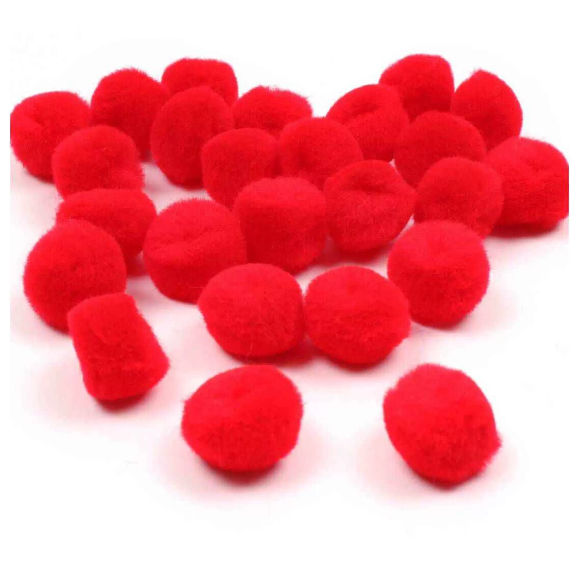 Bright Red Pom Poms 2Cm 25 Pack-Hobbycraft Outlet