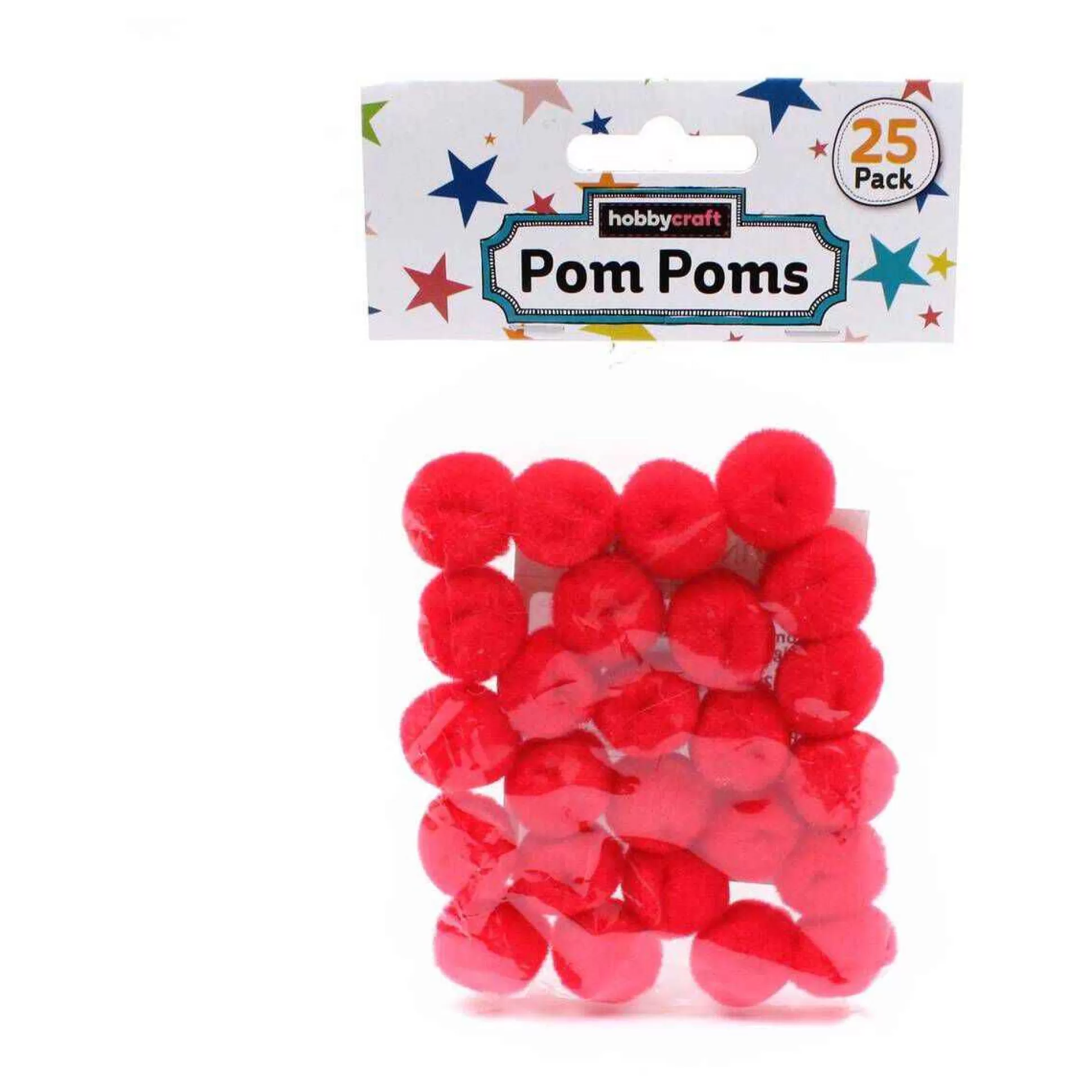 Bright Red Pom Poms 2Cm 25 Pack-Hobbycraft Outlet