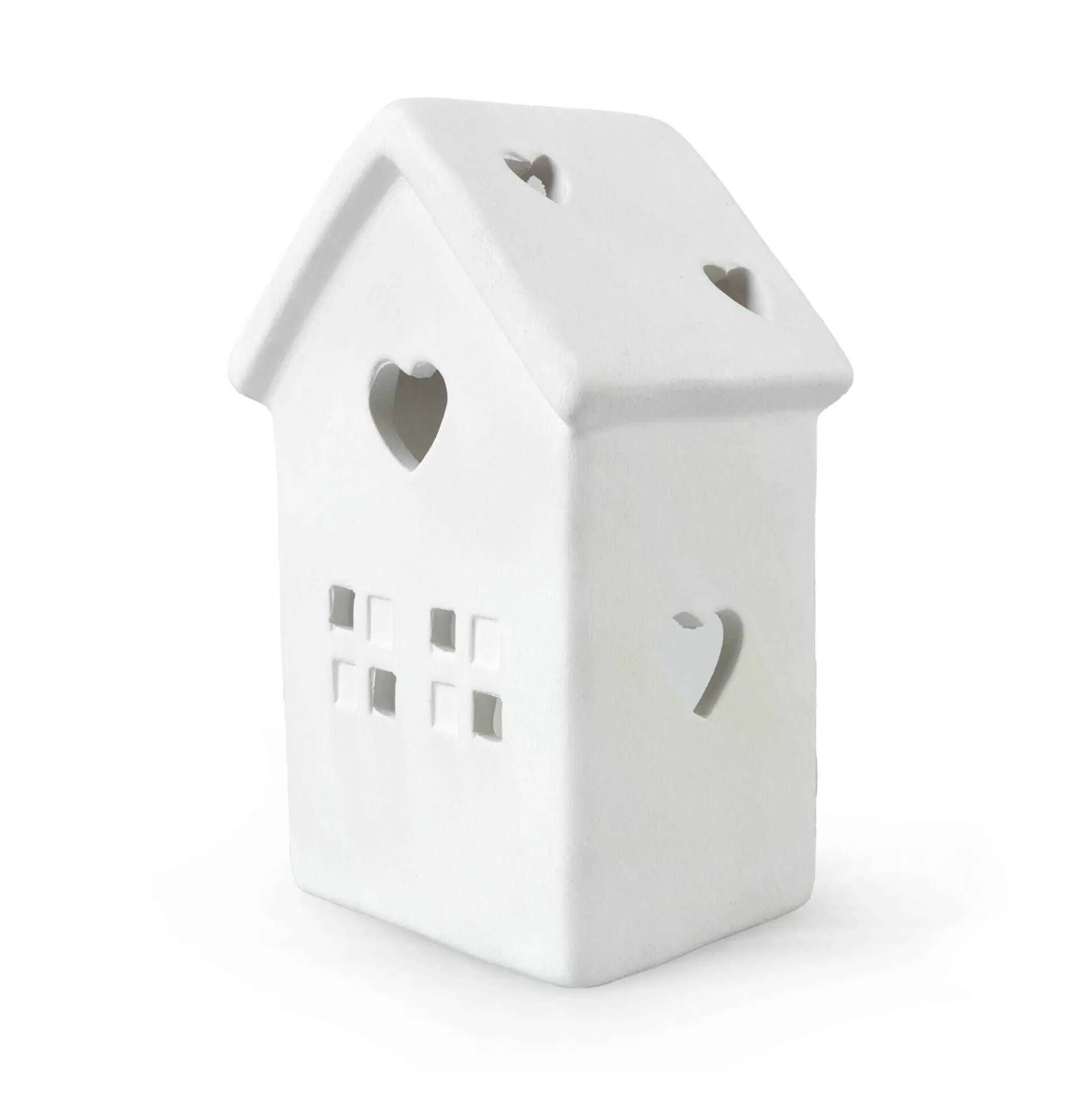 Ceramic House With Hearts Tealight Holder 12Cm-Hobbycraft Store