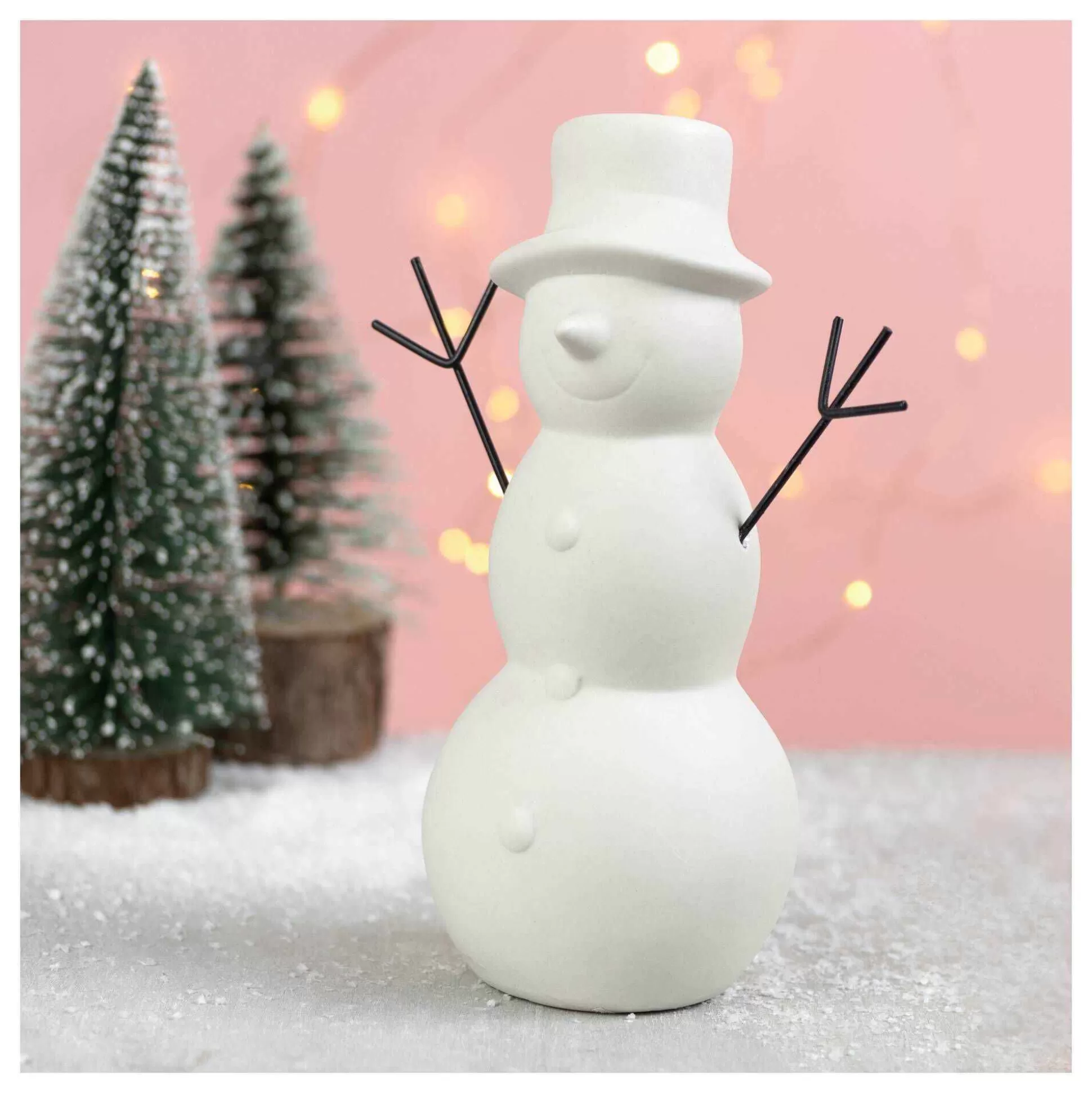 Ceramic Standing Snowman Decoration 18Cm-Hobbycraft Fashion