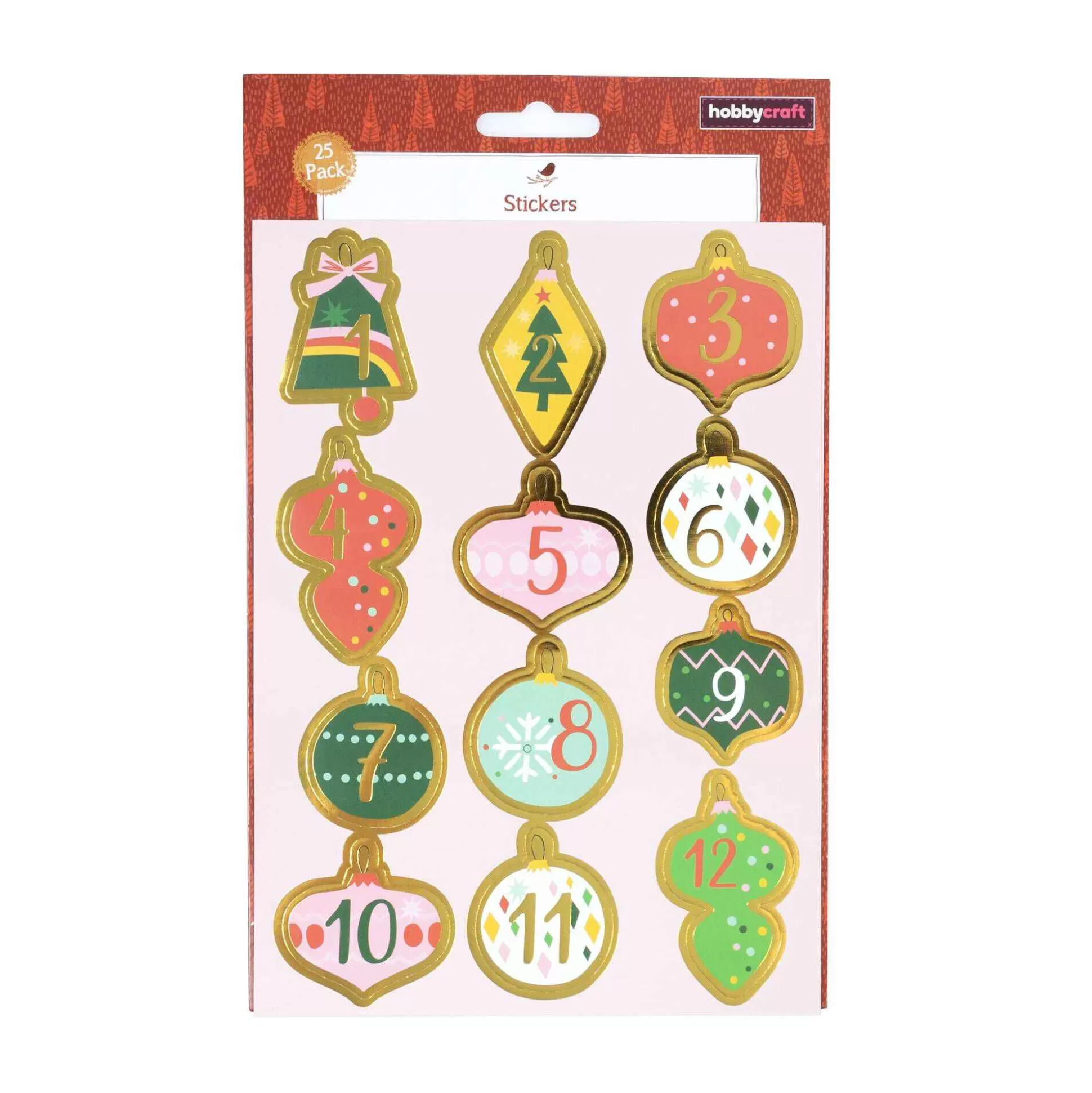 Christmas Bauble Countdown Stickers 25 Pack-Hobbycraft Online