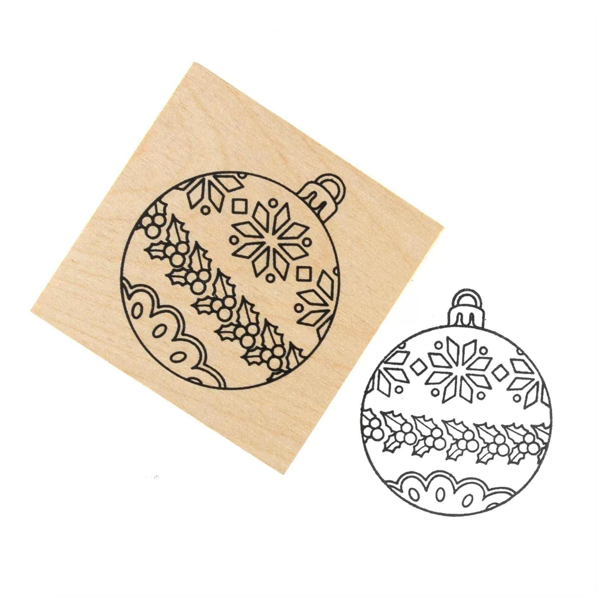 Christmas Bauble Wooden Stamp 5Cm X 5Cm-Hobbycraft Fashion