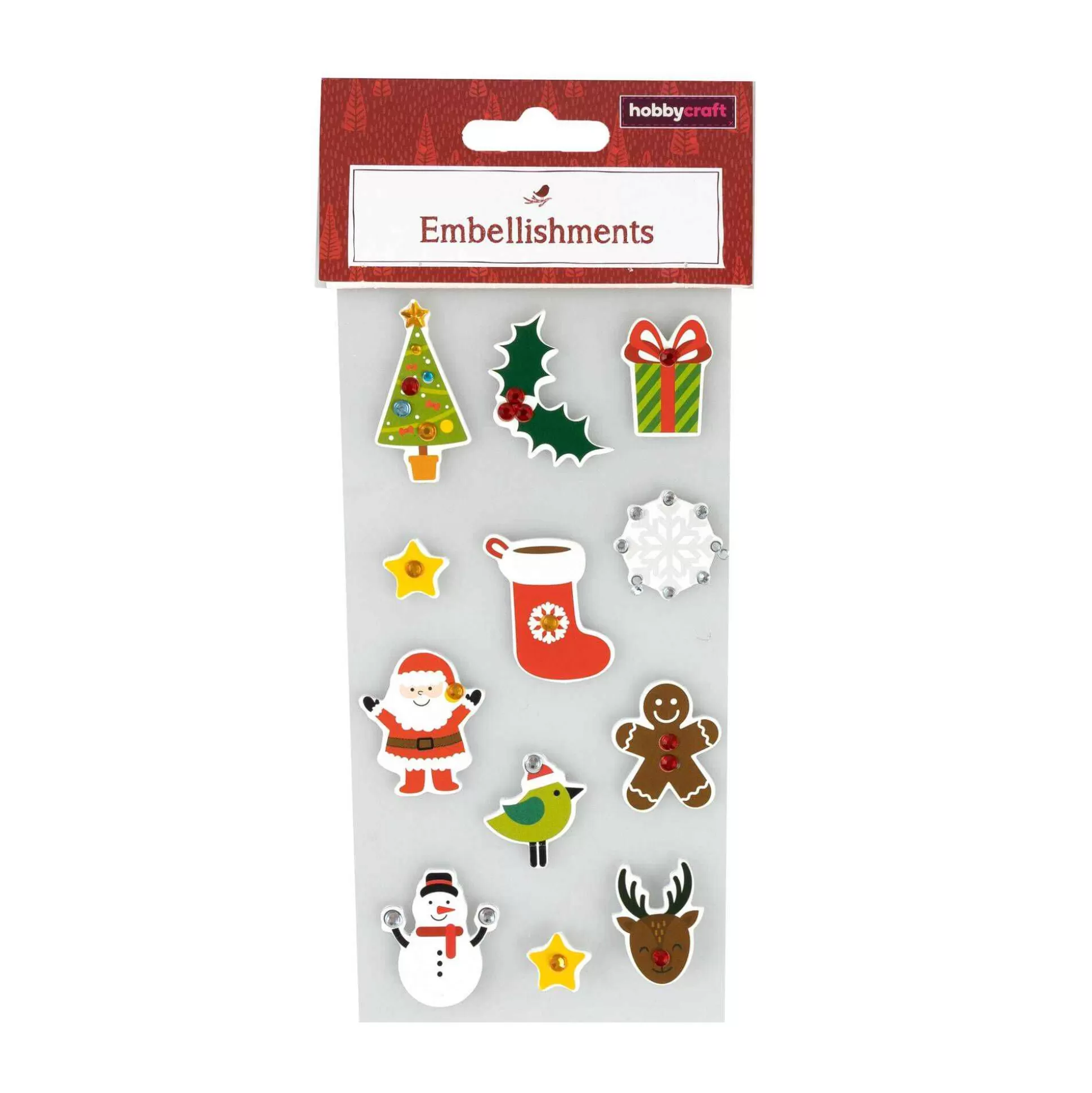 Christmas Embellishments Pack 12 Pieces-Hobbycraft Best