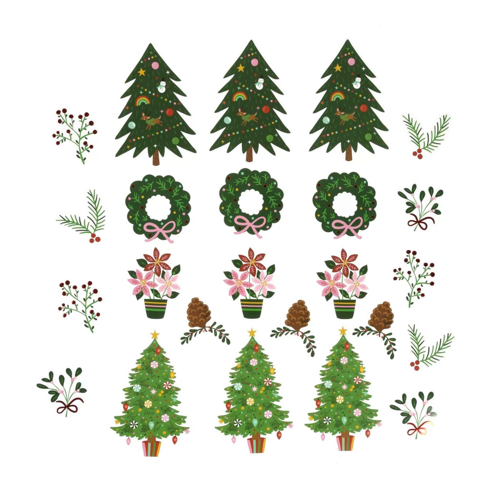 Christmas Floral Die-Cut Stickers 24 Pack-Hobbycraft Best