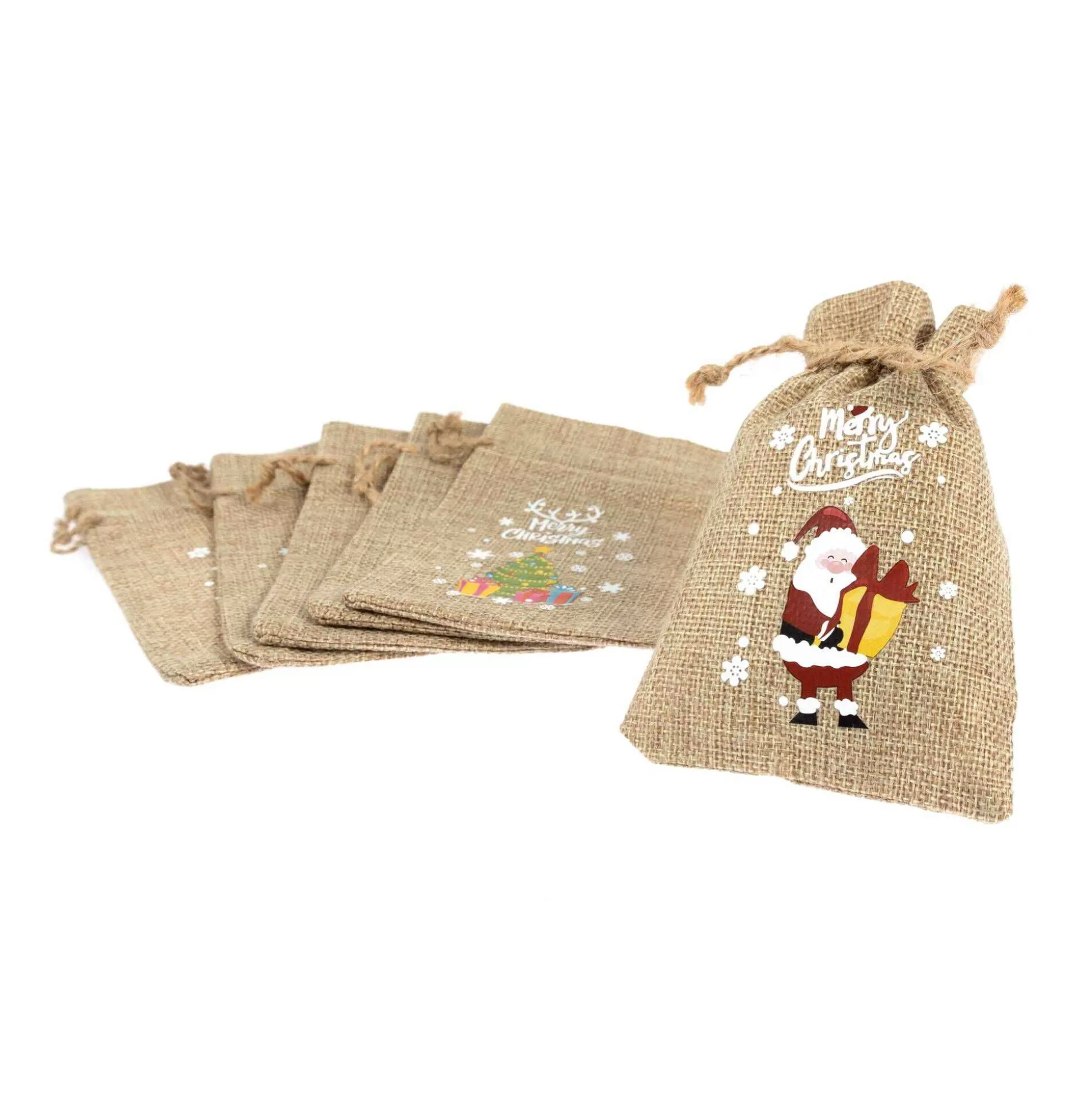 Christmas Jute Bags 6 Pack-Hobbycraft Online