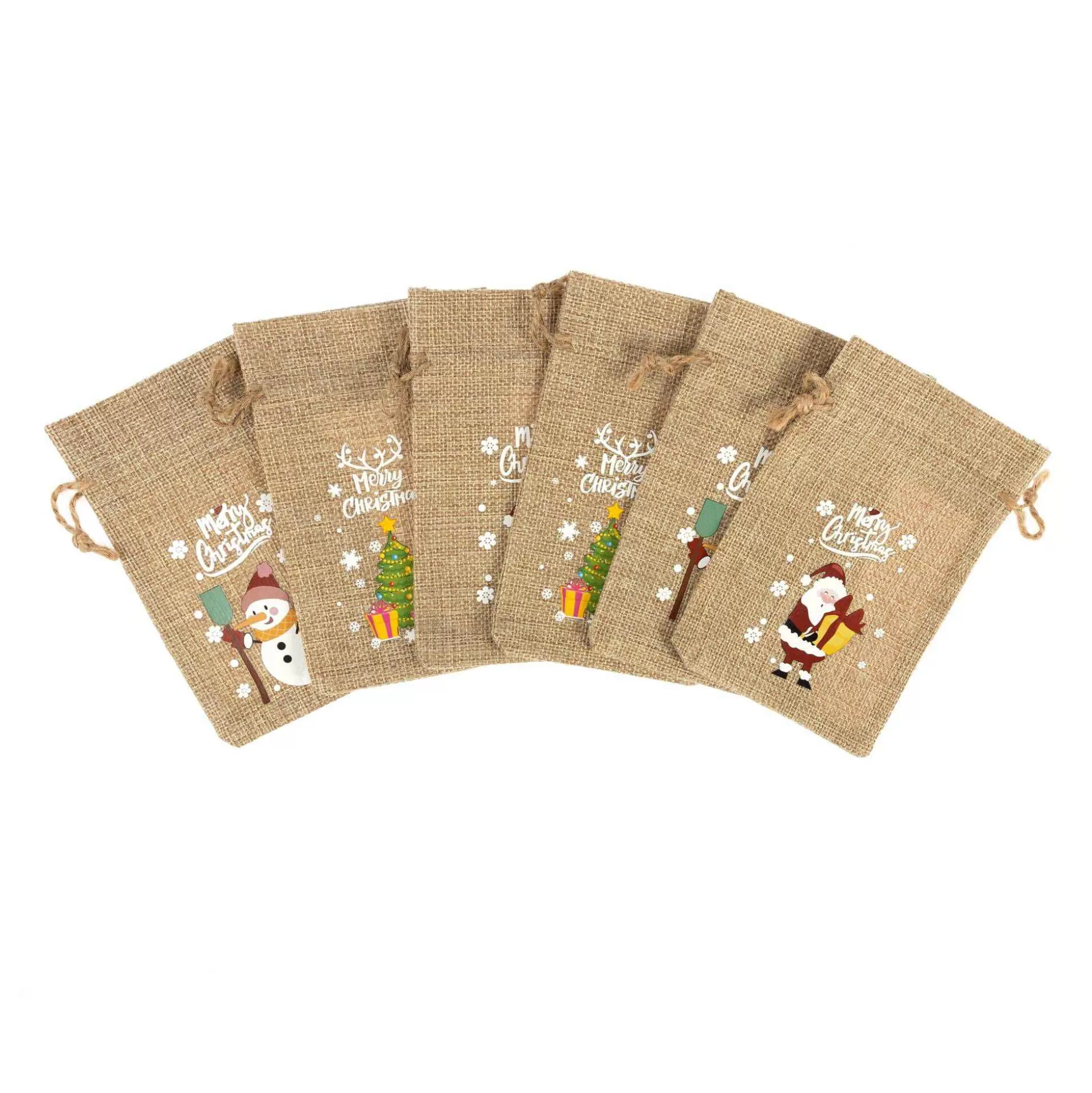 Christmas Jute Bags 6 Pack-Hobbycraft Online