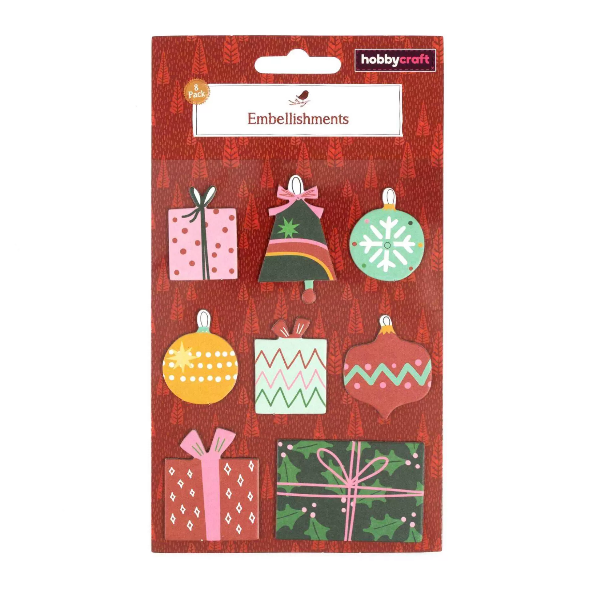 Christmas Present And Bauble Card Toppers 8 Pack-Hobbycraft Best Sale