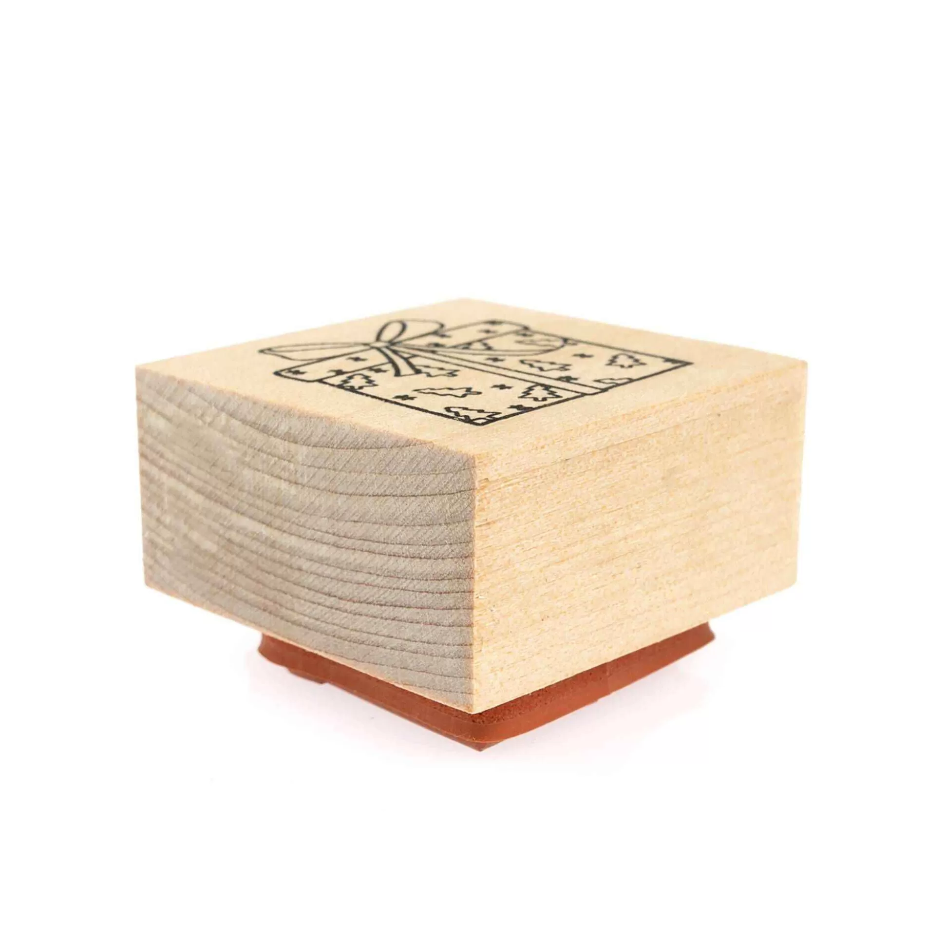 Christmas Present Wooden Stamp 3.8Cm X 3.8Cm-Hobbycraft Clearance