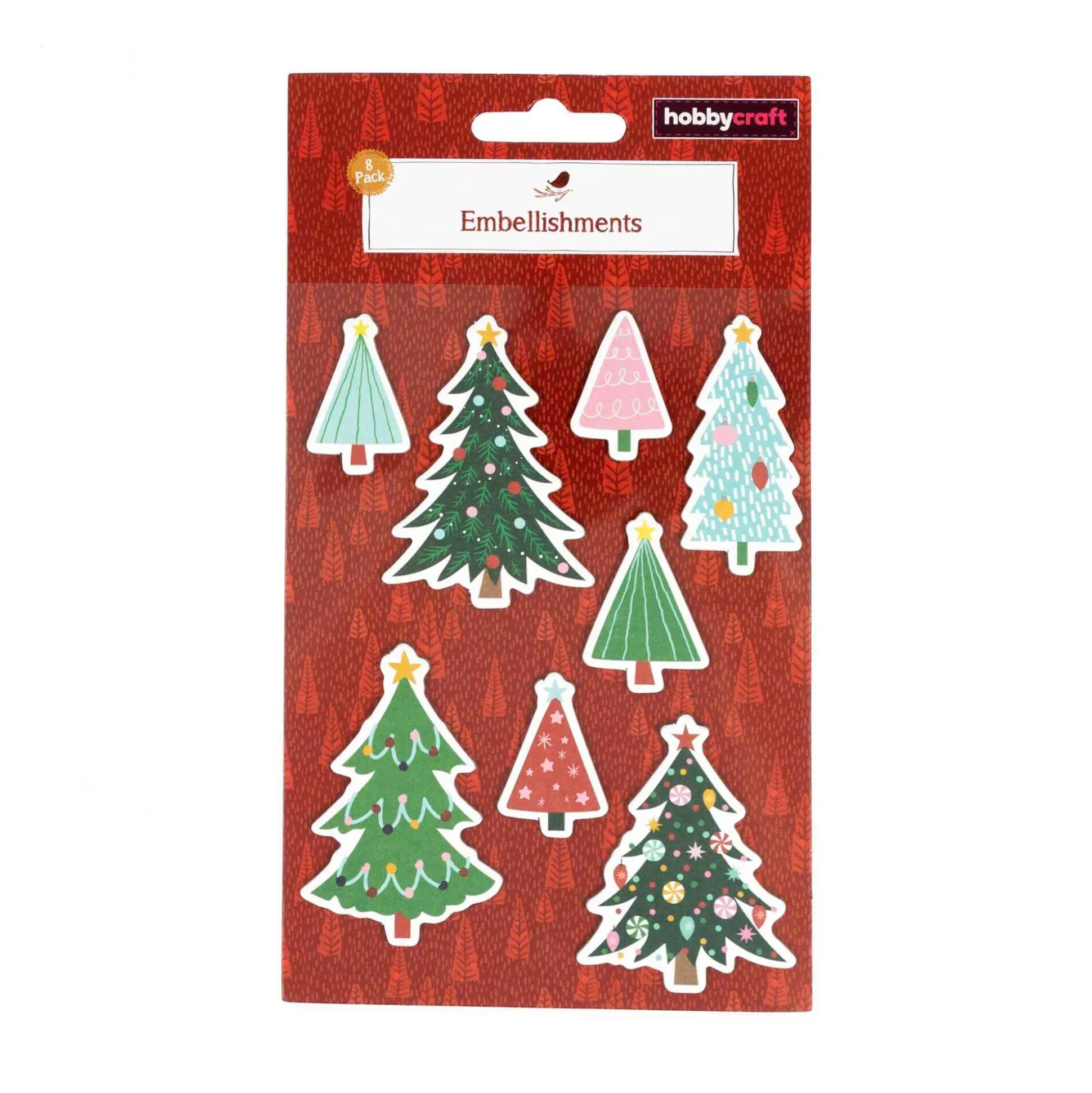 Christmas Tree Card Toppers 8 Pack-Hobbycraft Fashion