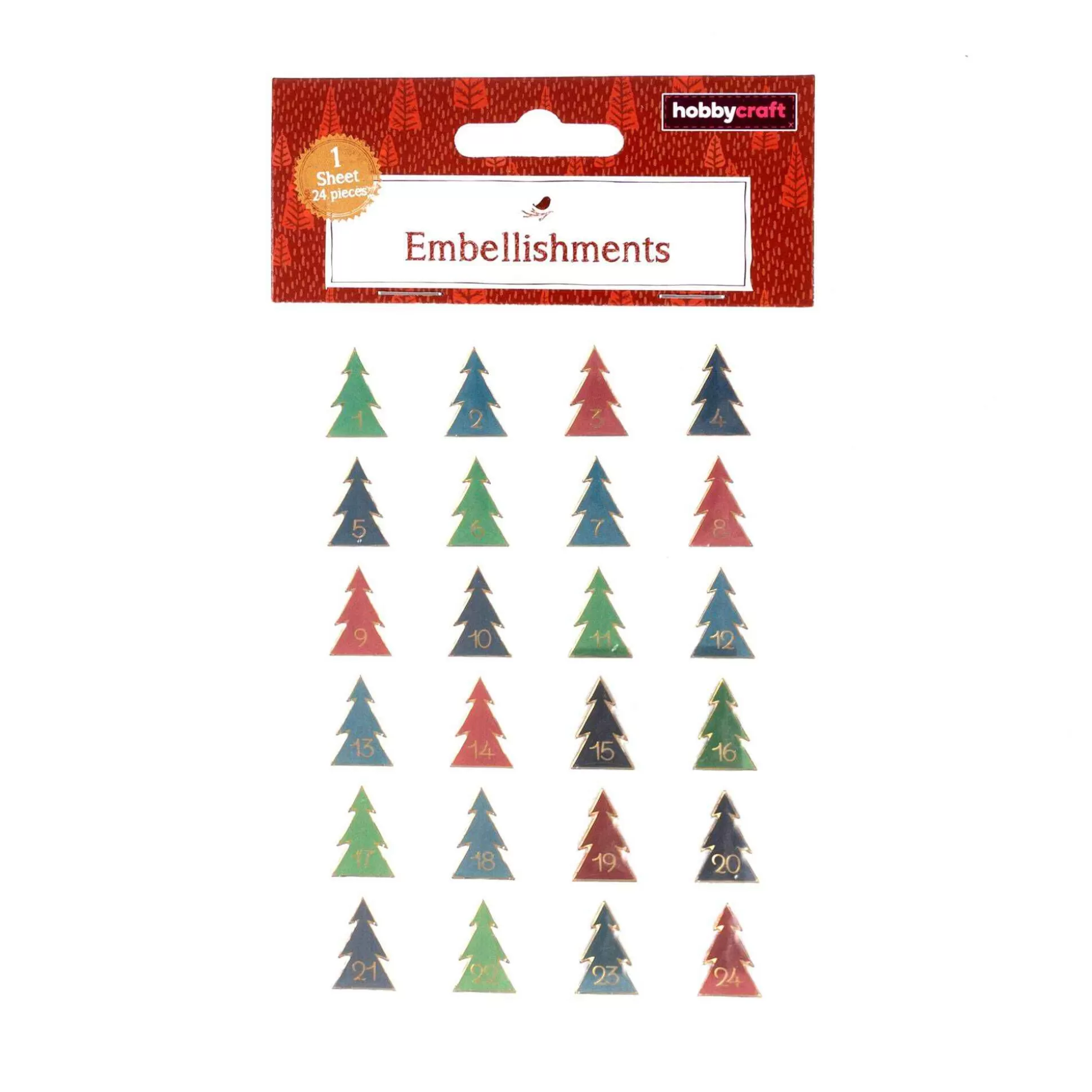 Christmas Tree Number Countdown Stickers 24 Pack-Hobbycraft Cheap