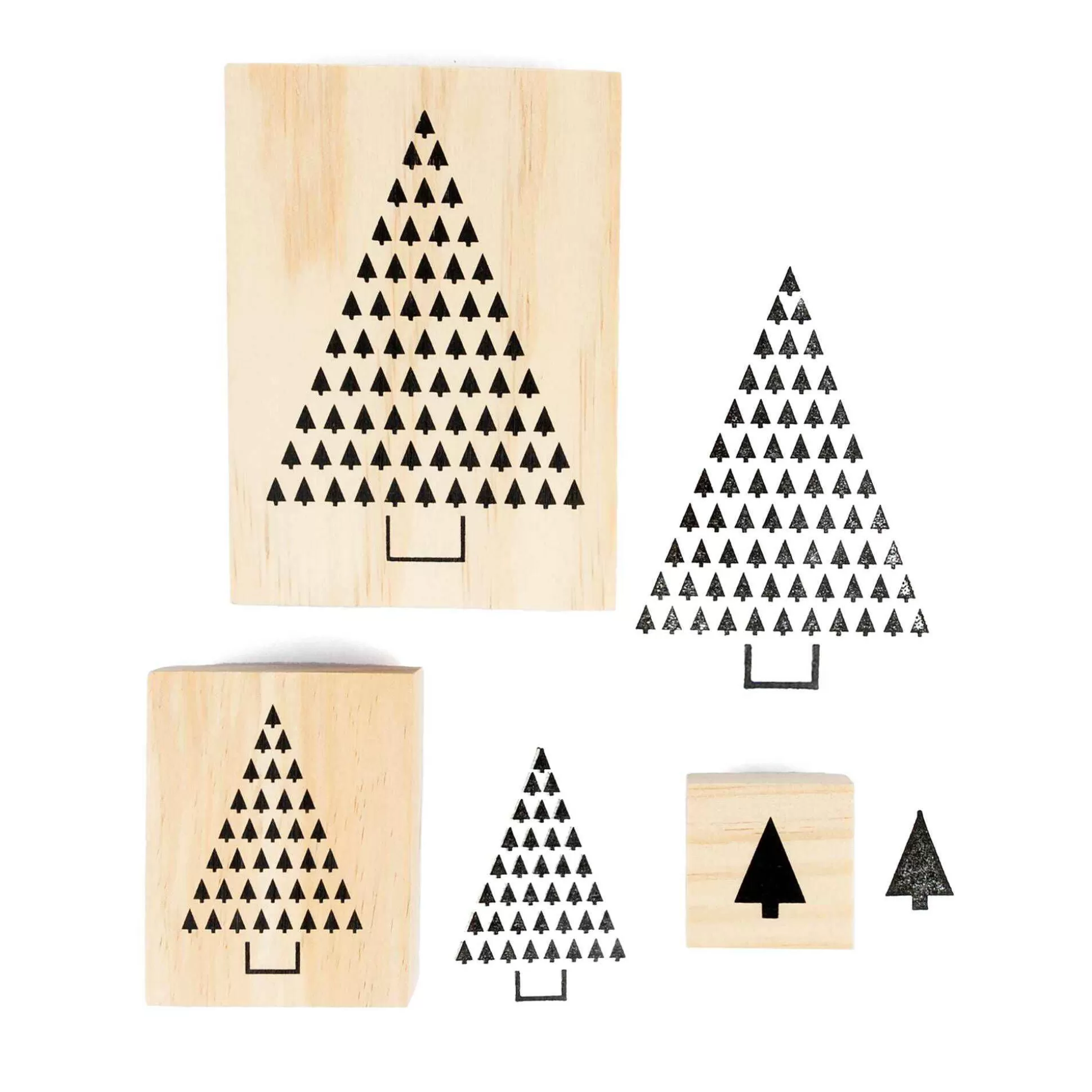 Christmas Tree Wooden Stamps 3 Pack-Hobbycraft Outlet