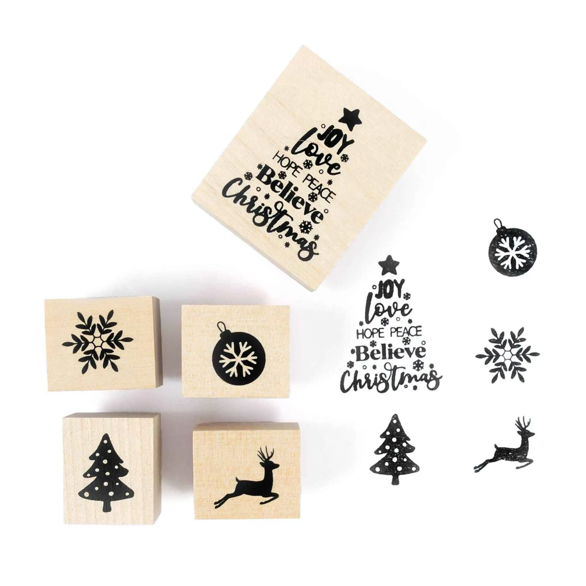 Christmas Wooden Stamp Set 5 Pieces-Hobbycraft Online