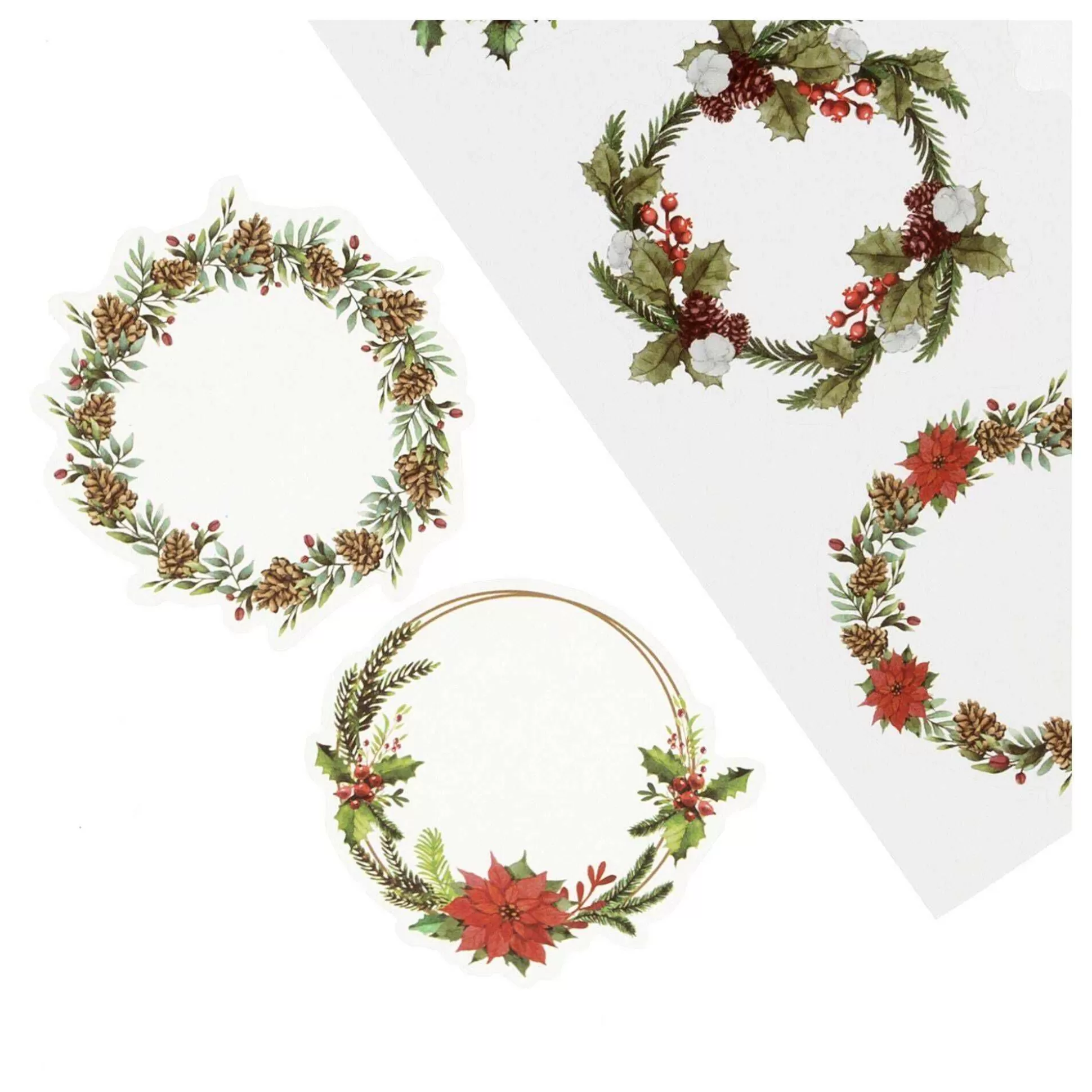 Christmas Wreath Stickers 6 Pack-Hobbycraft Fashion