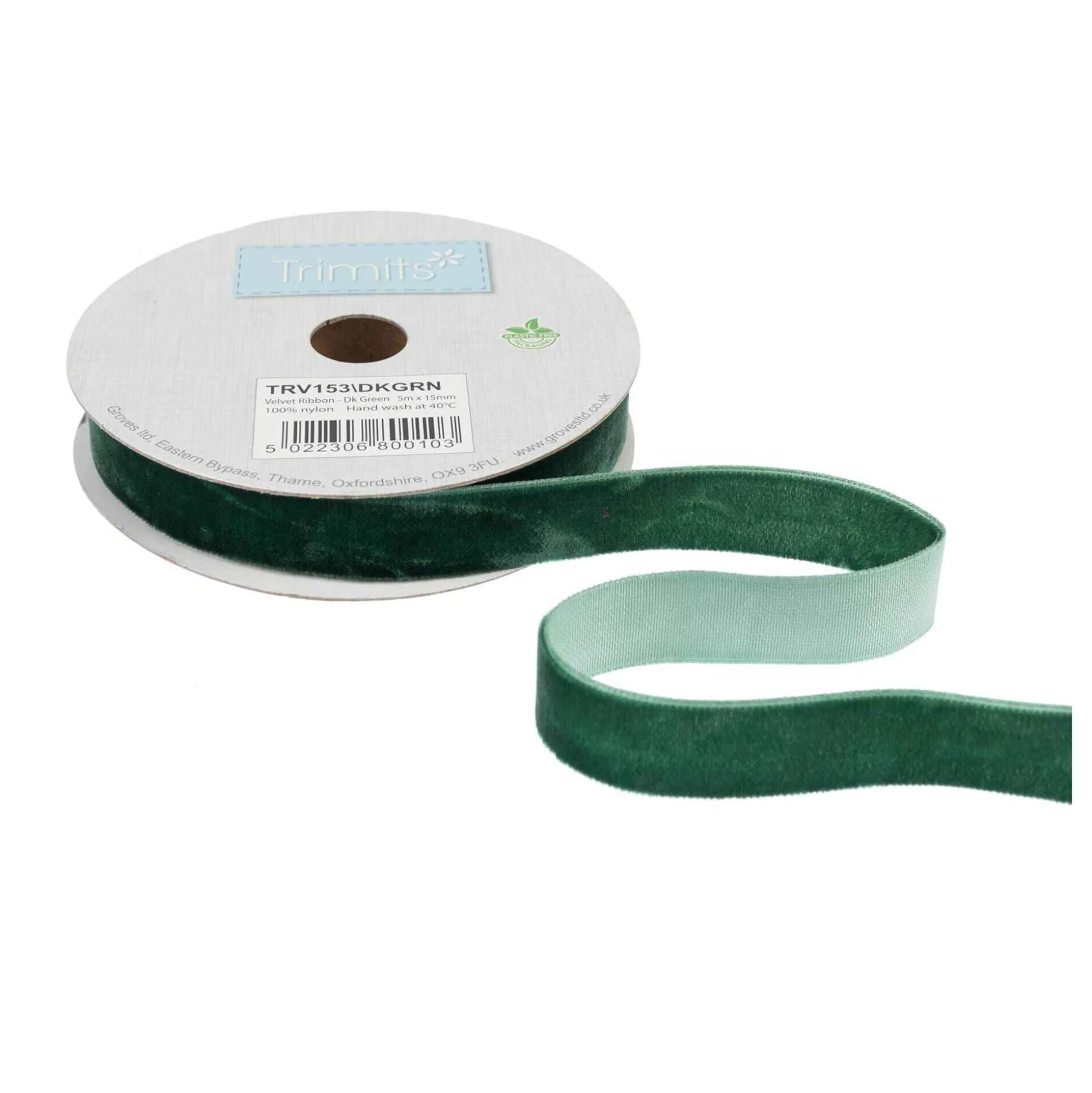 Dark Green Velvet Ribbon 15Mm X 5M-Hobbycraft Flash Sale