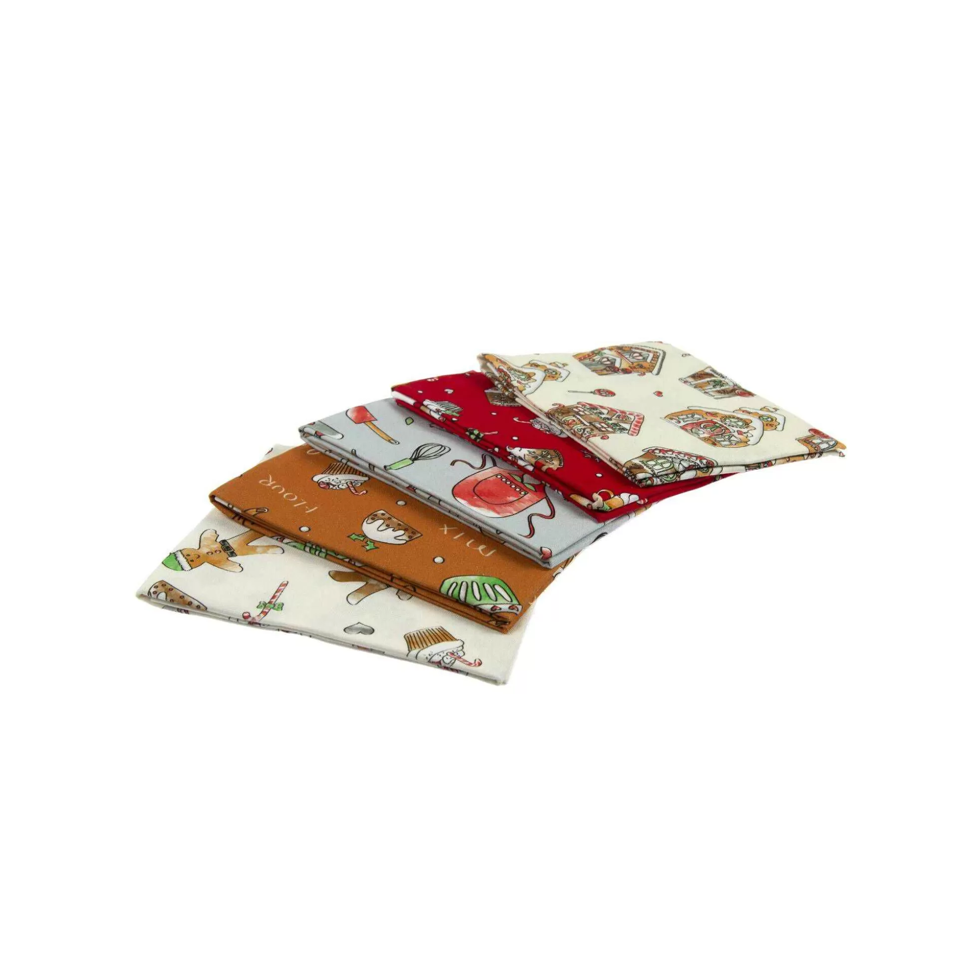 Debbie Shore Gingerbread Biscuit Cotton Fat Quarters 5 Pack-Hobbycraft Best