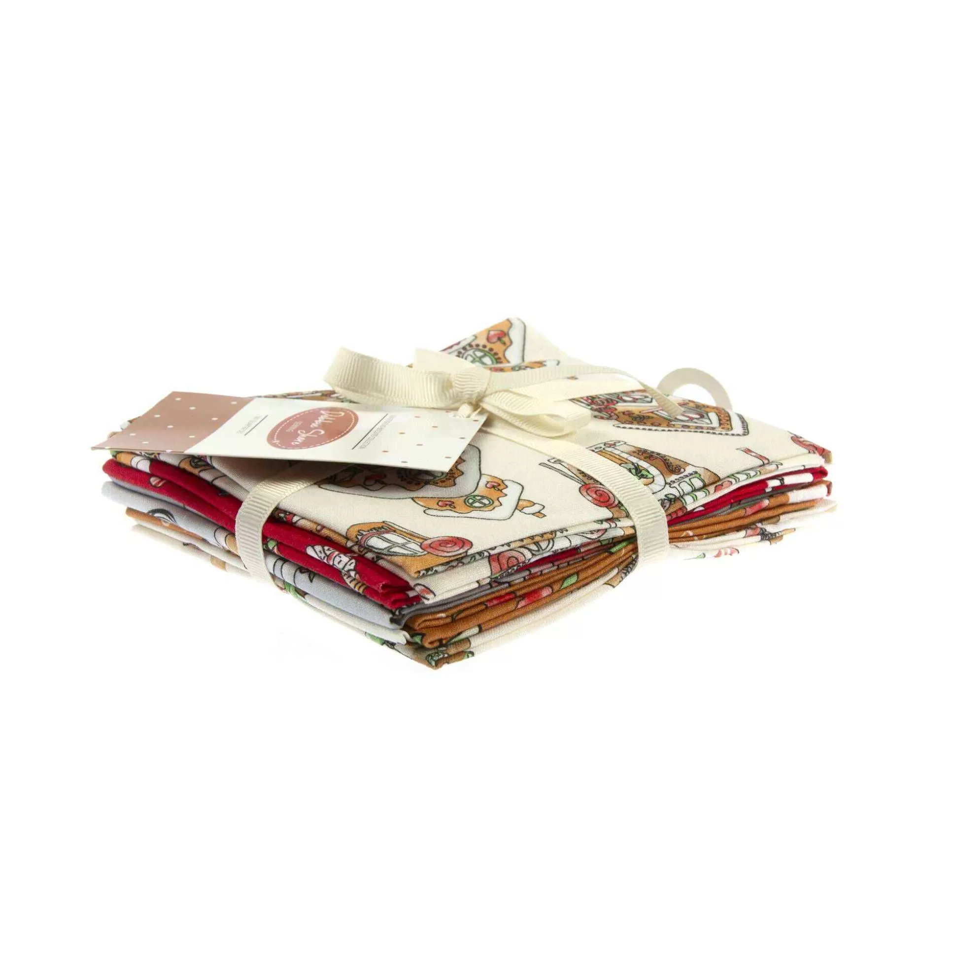 Debbie Shore Gingerbread Biscuit Cotton Fat Quarters 5 Pack-Hobbycraft Best