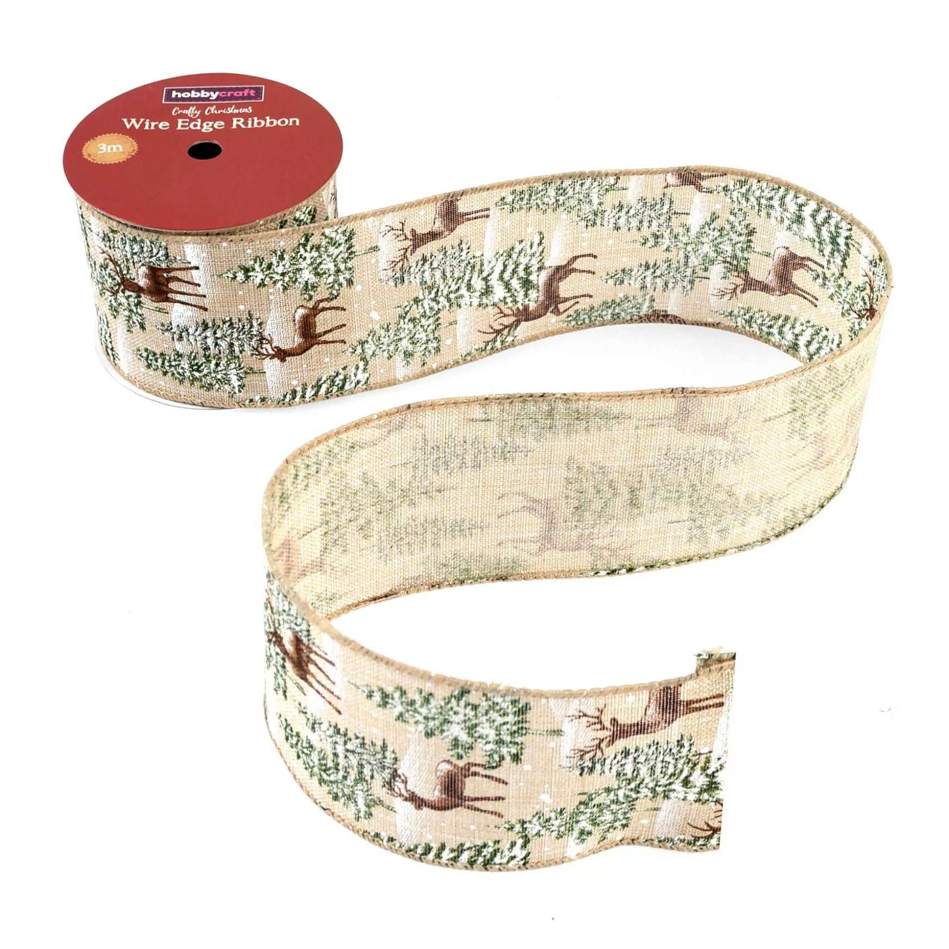 Deer And Trees Wire Edge Ribbon 63Mm X 3M-Hobbycraft Online