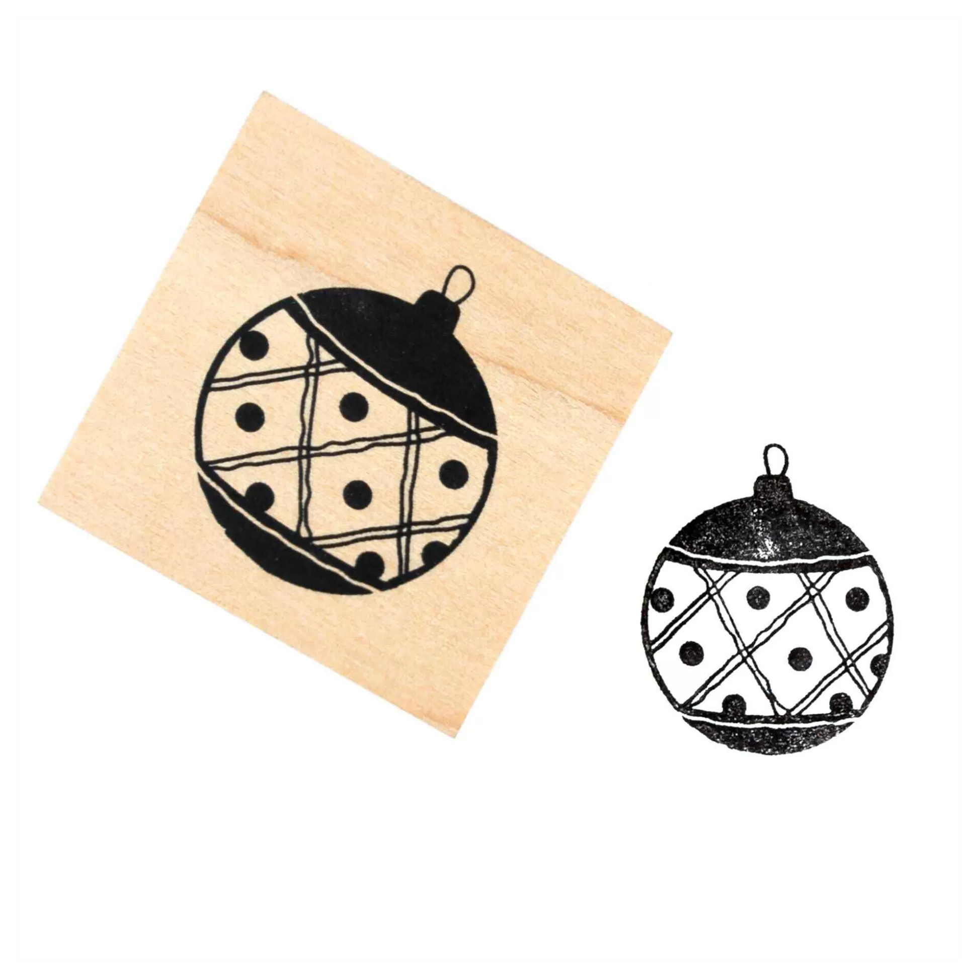 Dotty Bauble Wooden Stamp 3.8Cm X 3.8Cm-Hobbycraft Cheap