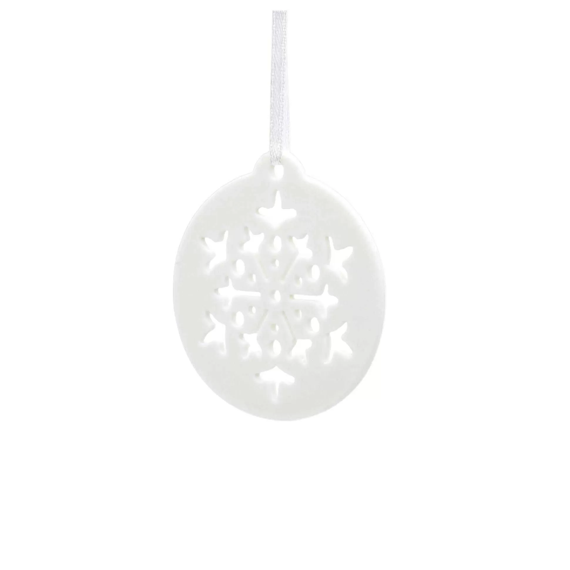 Flat Round Snowflake Ceramic Decoration 7Cm-Hobbycraft Cheap