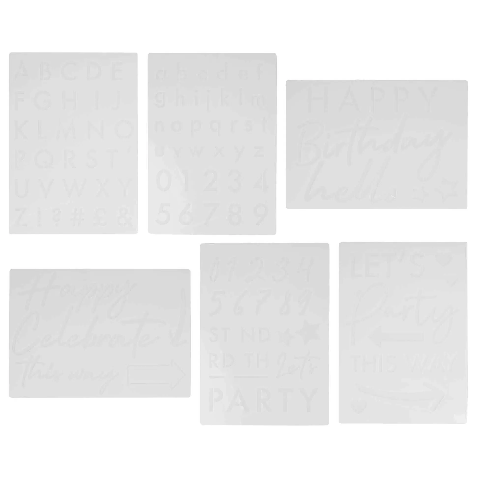 Ginger Ray Birthday Number And Letter Stencils 6 Pack-Hobbycraft Online