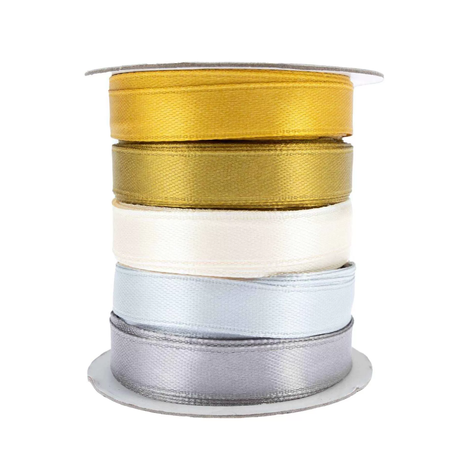 Gold And Silver Satin Ribbons 5 Pack-Hobbycraft New