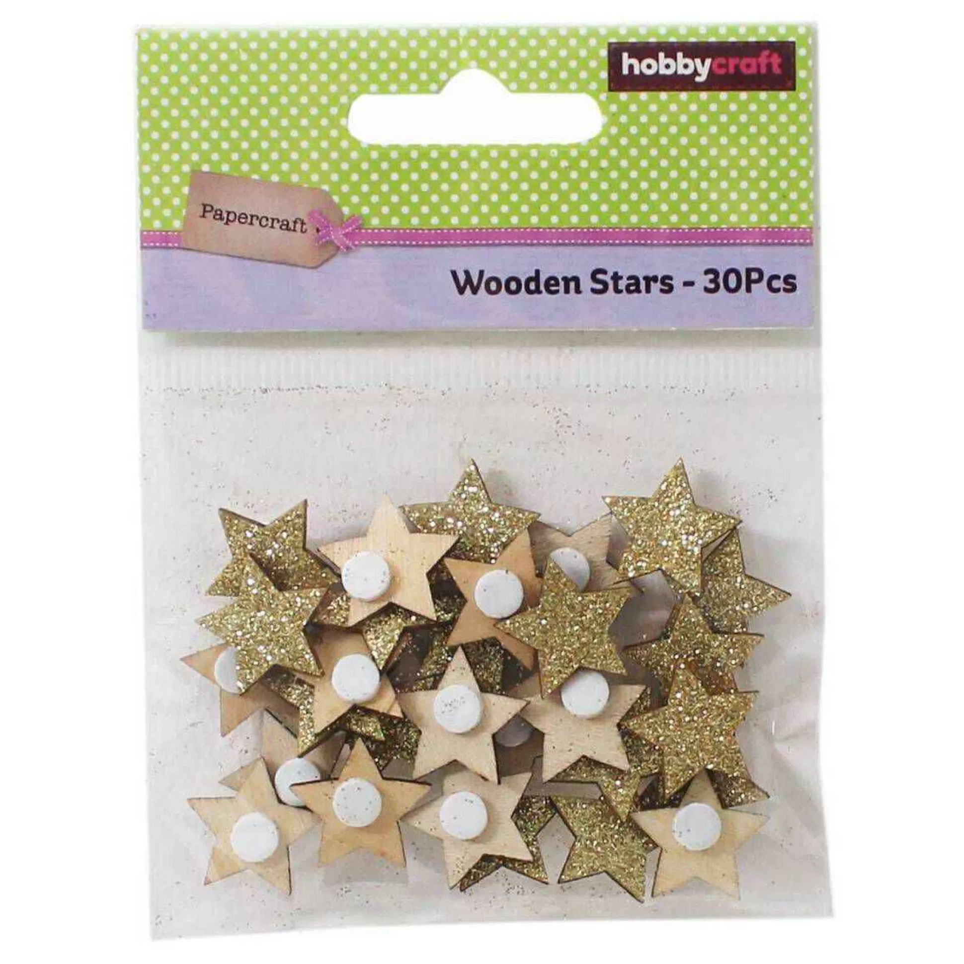 Gold Glitter Wooden Stars 30 Pack-Hobbycraft Flash Sale