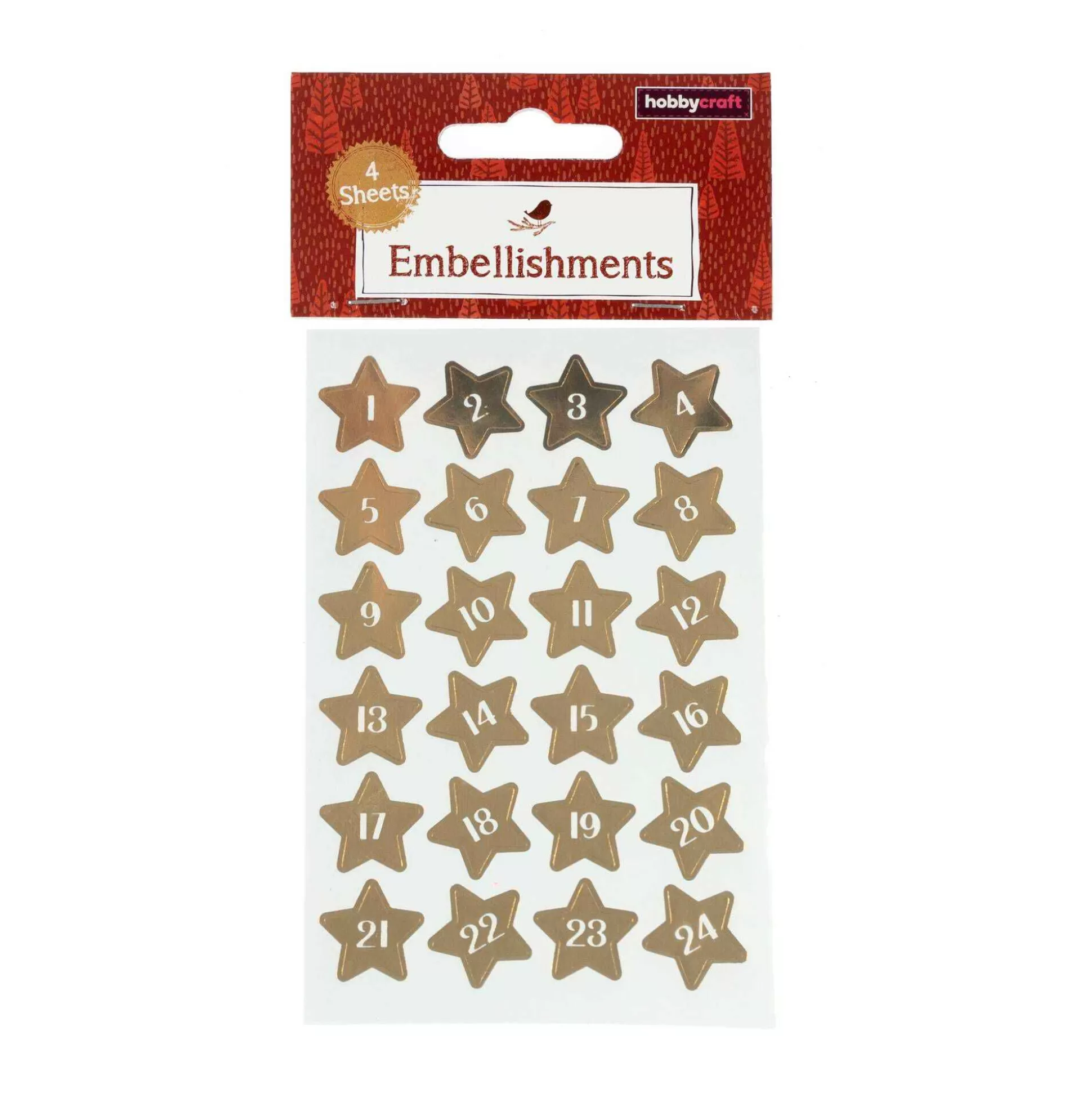 Gold Star Number Countdown Stickers 4 Sheets-Hobbycraft Sale