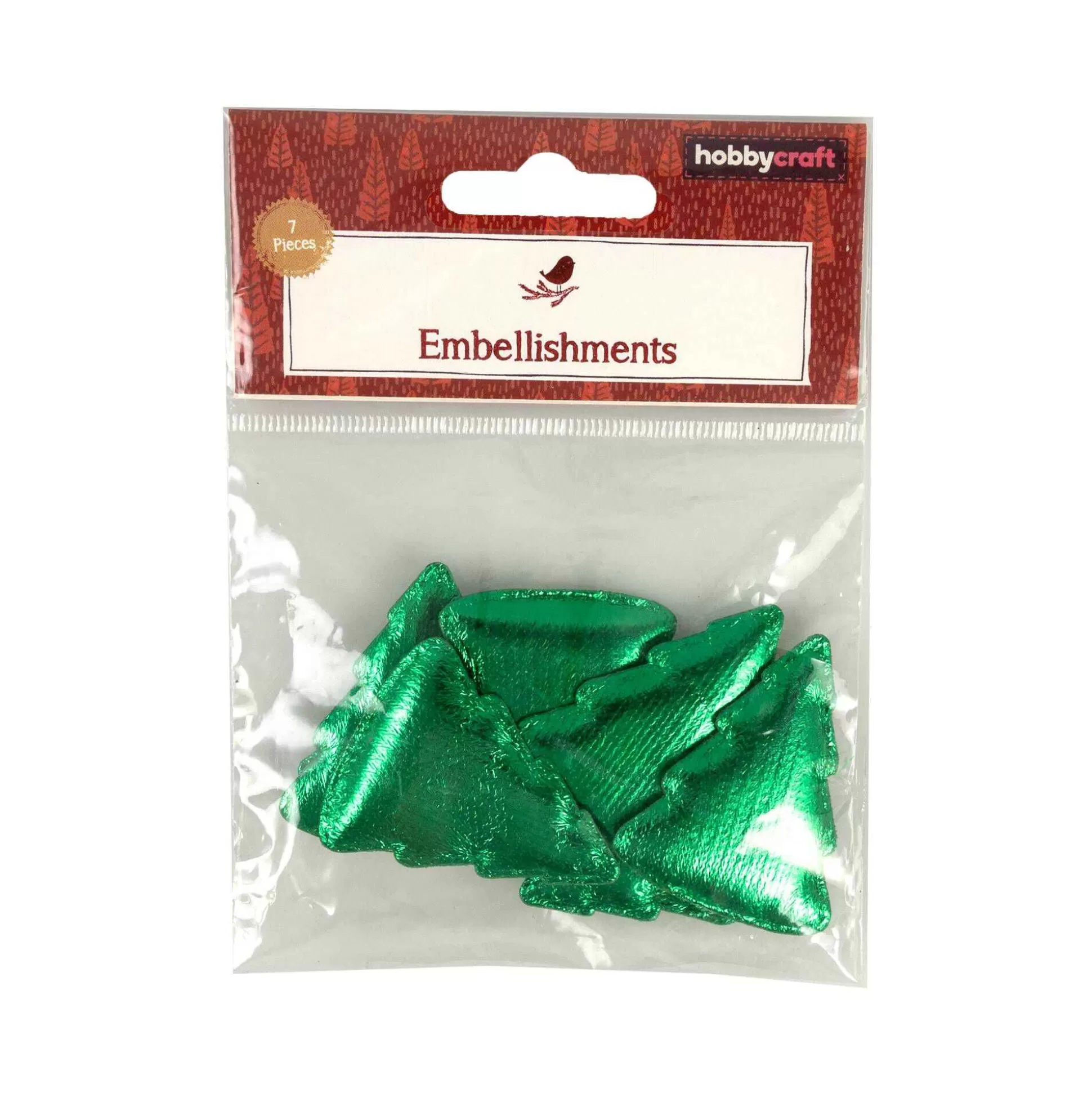 Green Christmas Tree Puffy Embellishments 5Cm 7 Pack-Hobbycraft Cheap