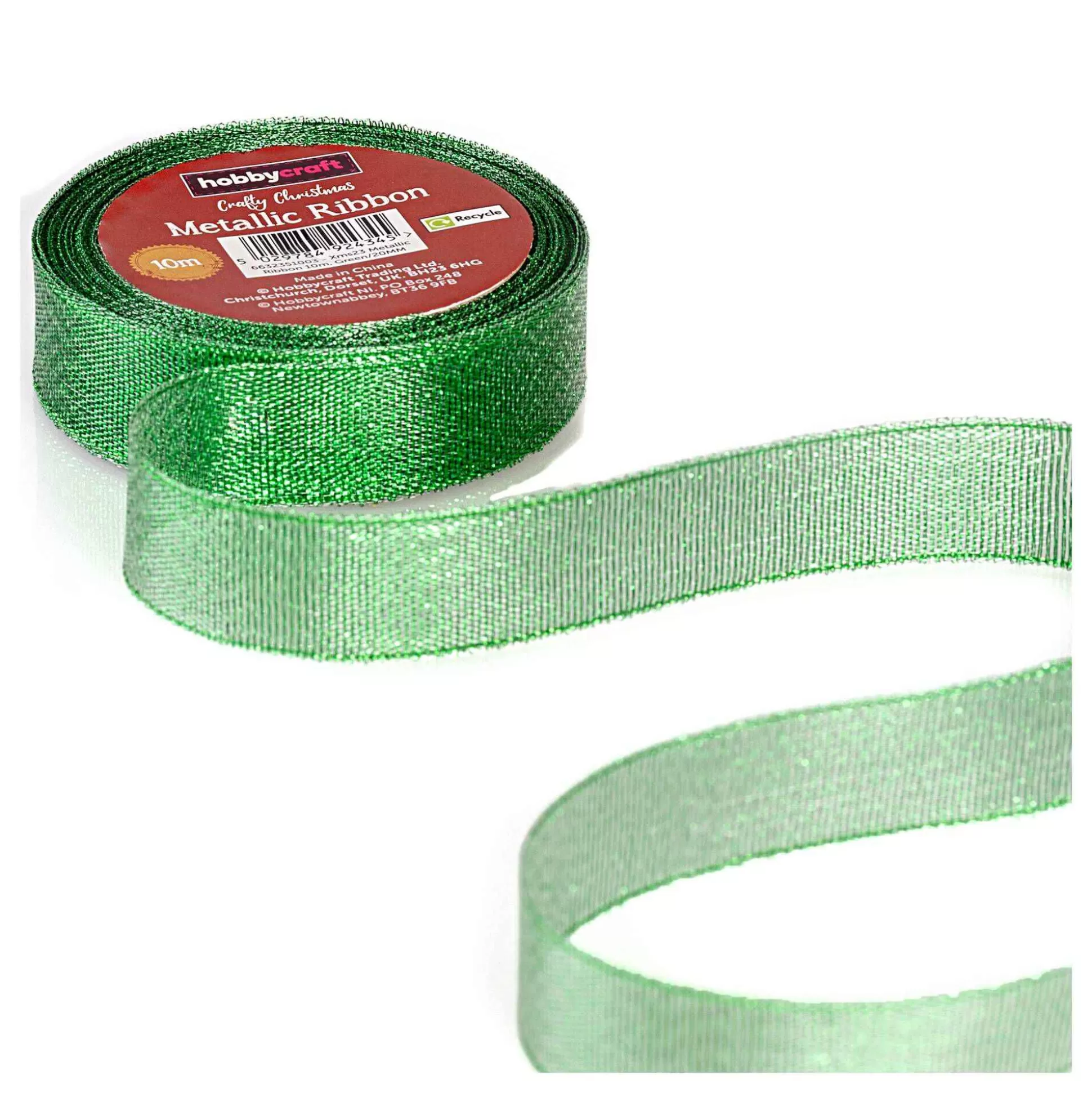 Green Metallic Ribbon 20Mm X 10M-Hobbycraft Fashion