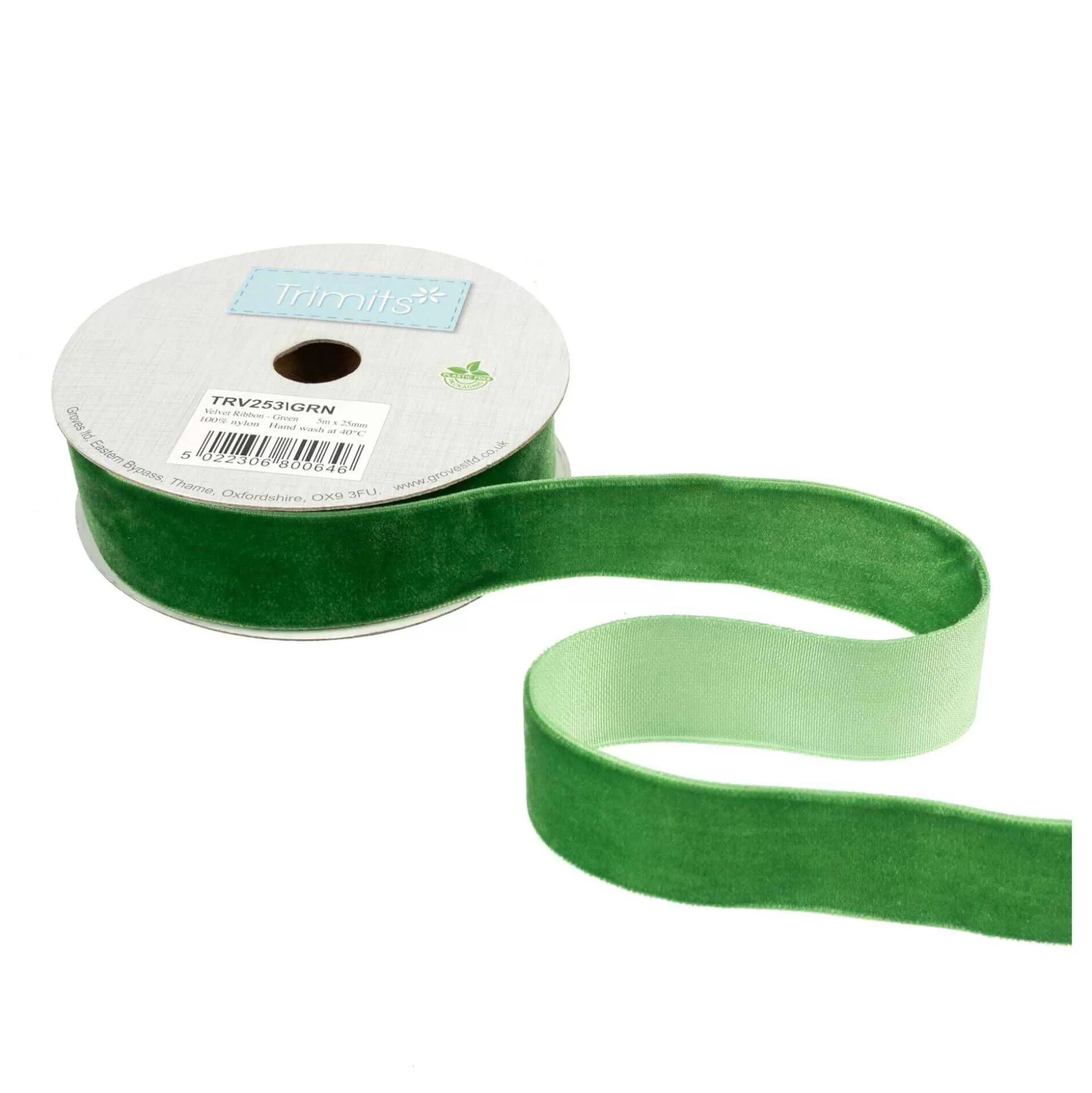 Green Velvet Ribbon 25Mm X 5M-Hobbycraft Cheap