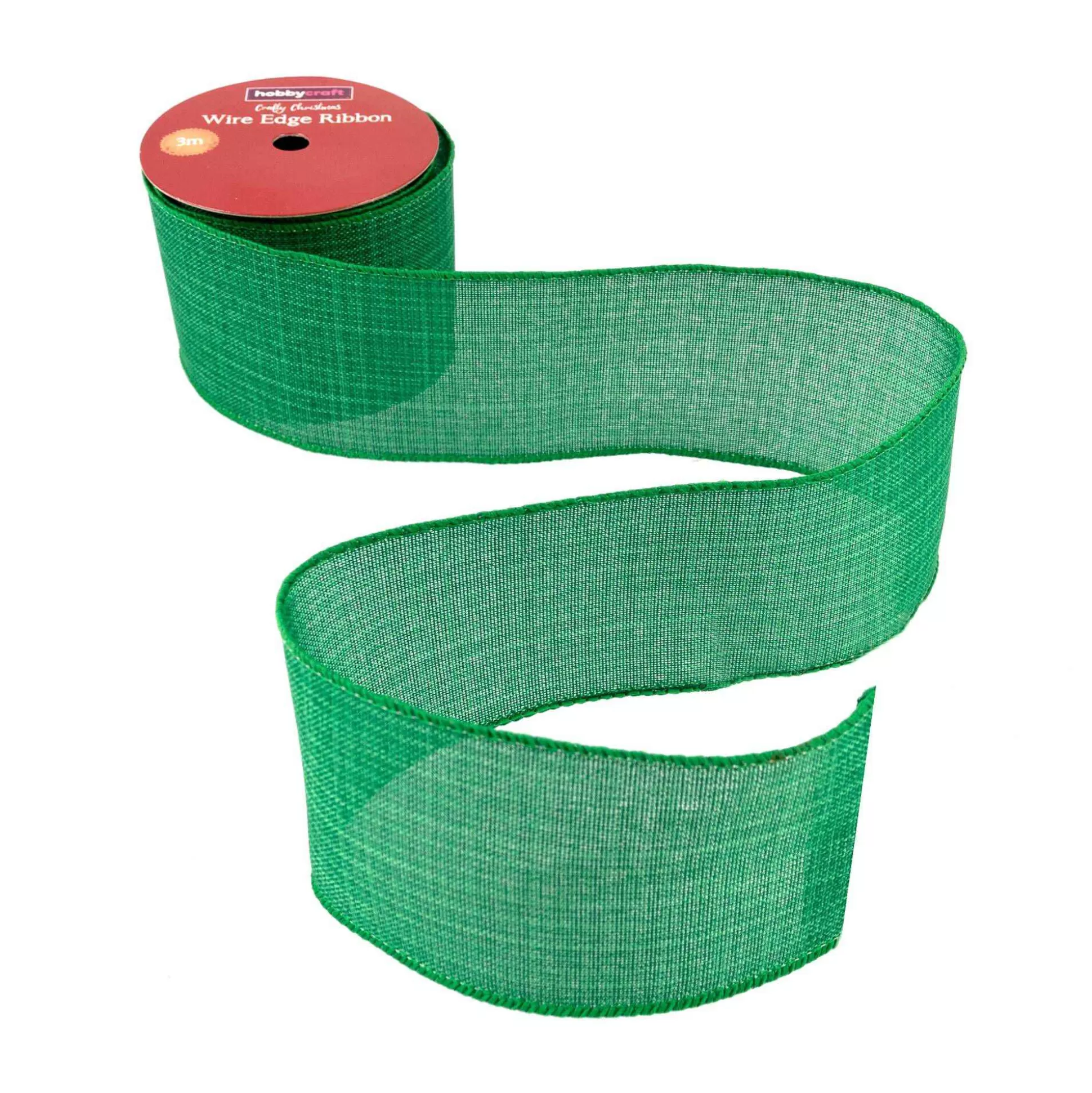 Green Wire Edge Ribbon 63Mm X 3M-Hobbycraft Outlet