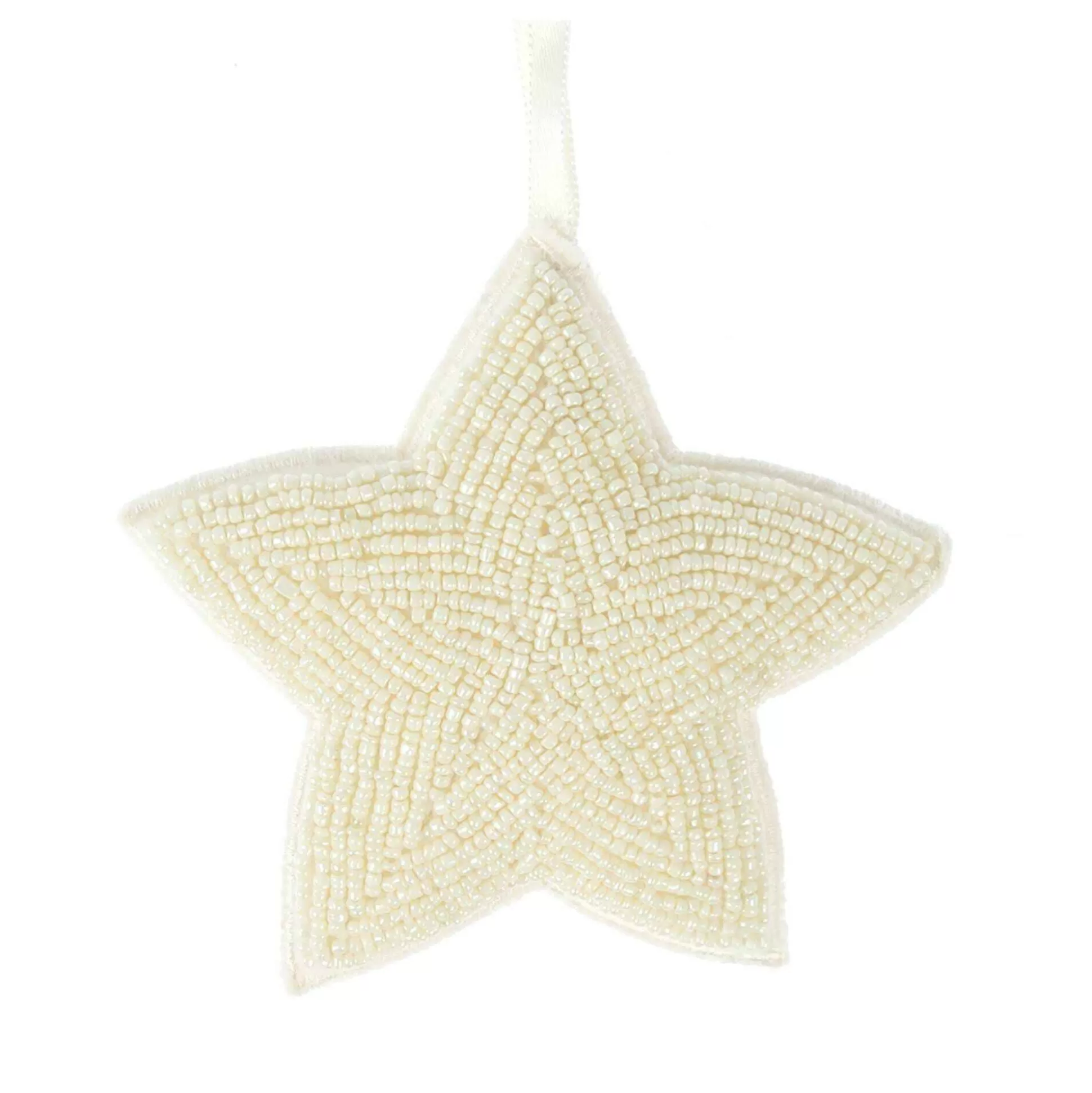 Hanging Ivory Beaded Star Decoration 10Cm-Hobbycraft Clearance