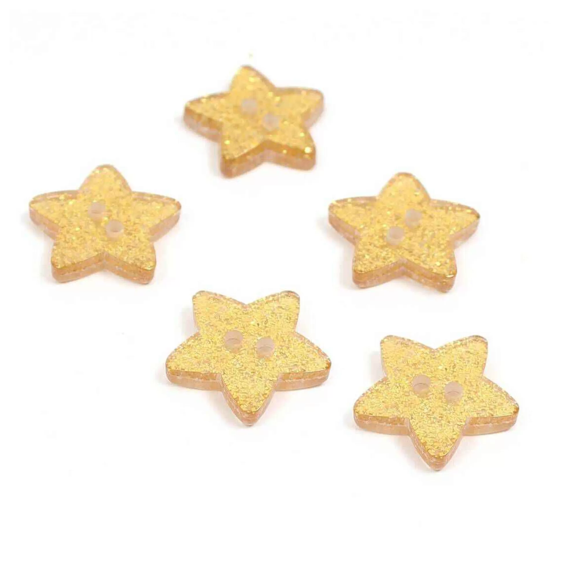 Hemline Yellow Novelty Star Button 5 Pack-Hobbycraft Store