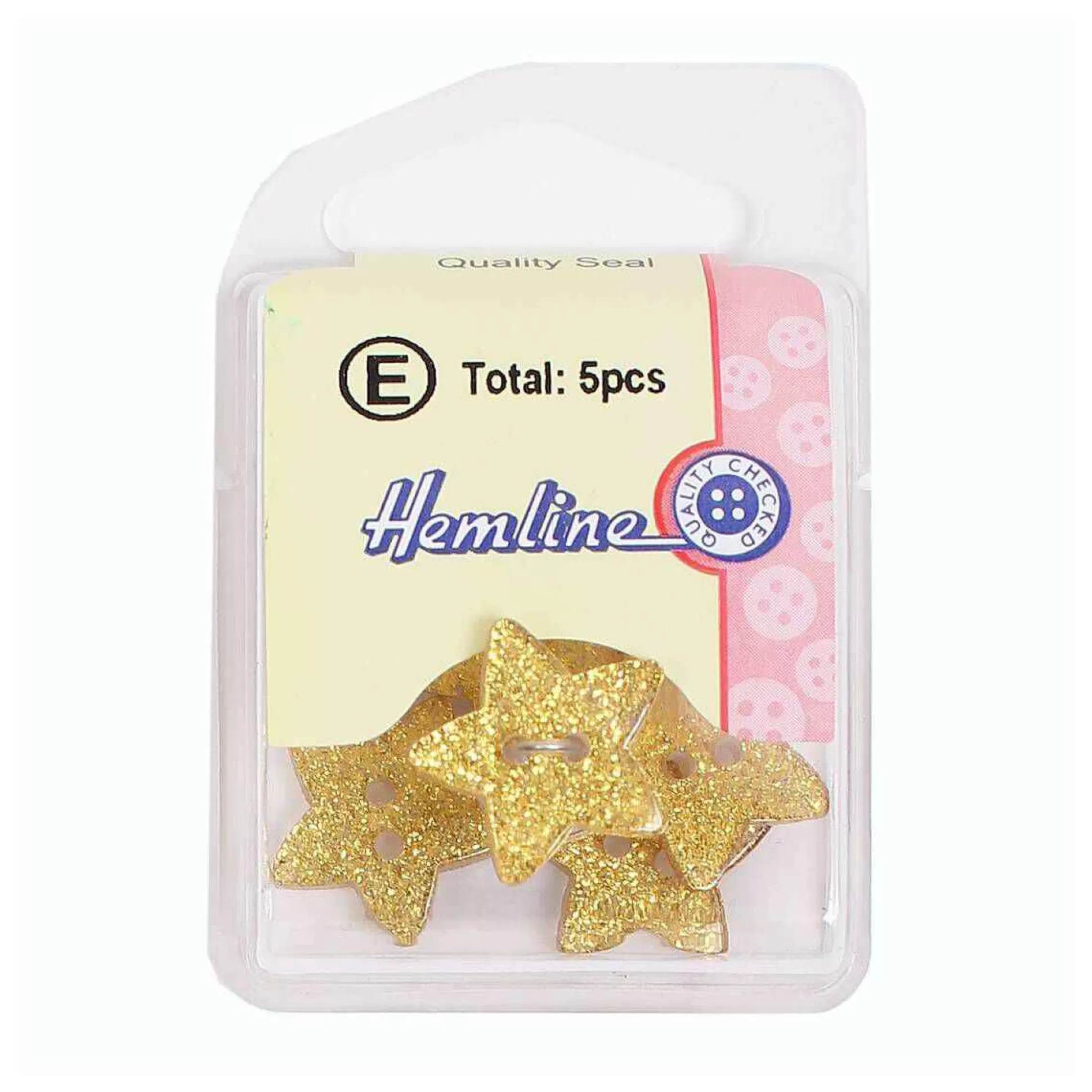 Hemline Yellow Novelty Star Button 5 Pack-Hobbycraft Store