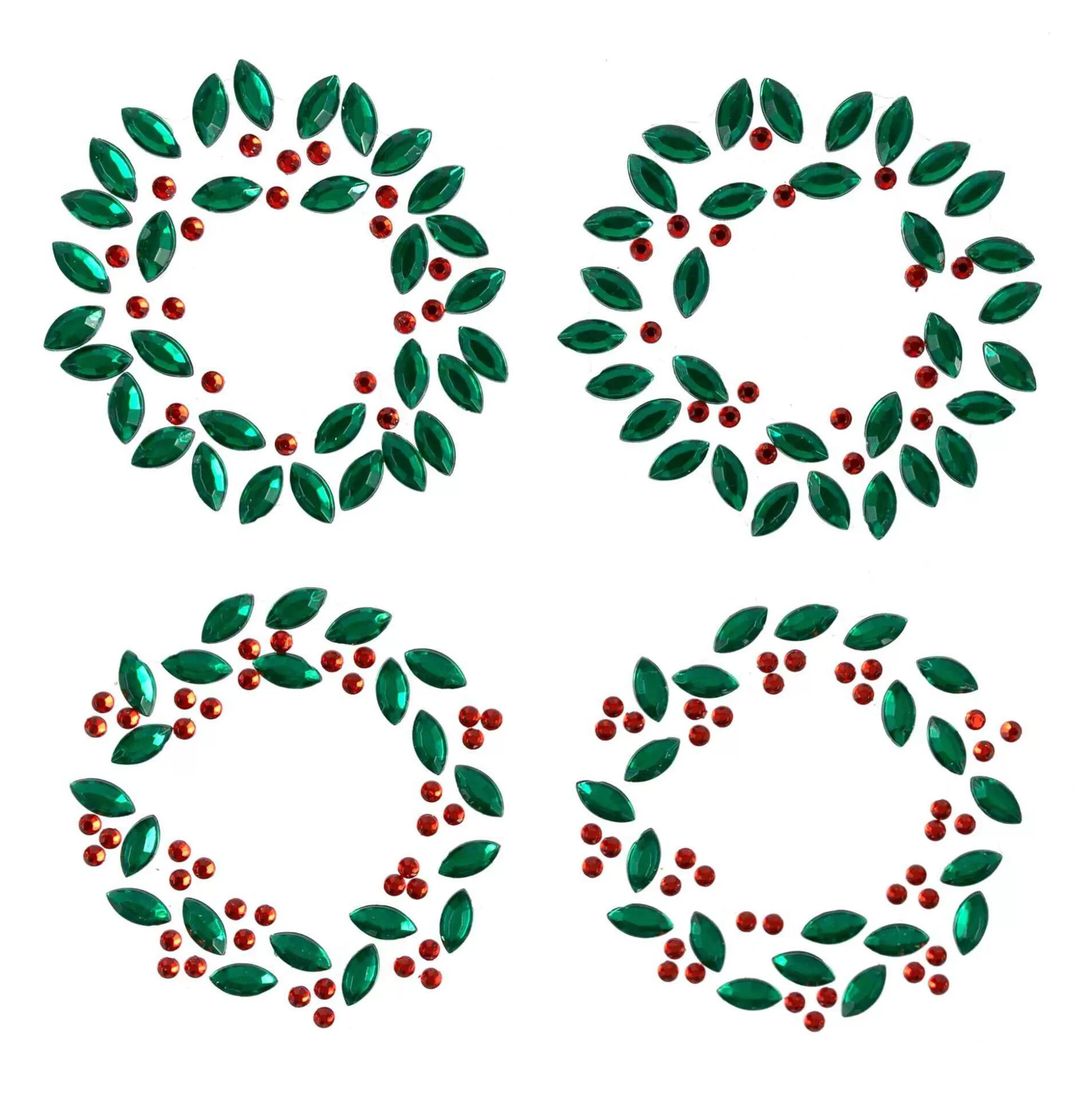 Holly Wreath Gem Stickers 4 Pack-Hobbycraft Best Sale