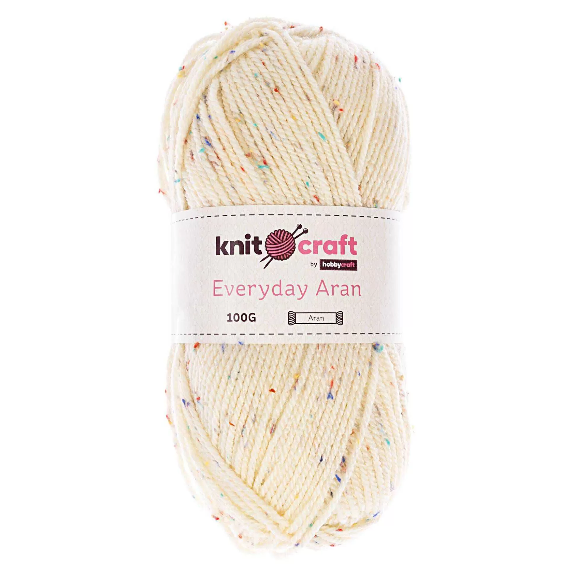 Knitcraft Cream Tweed Everyday Aran Yarn 100G-Hobbycraft Sale