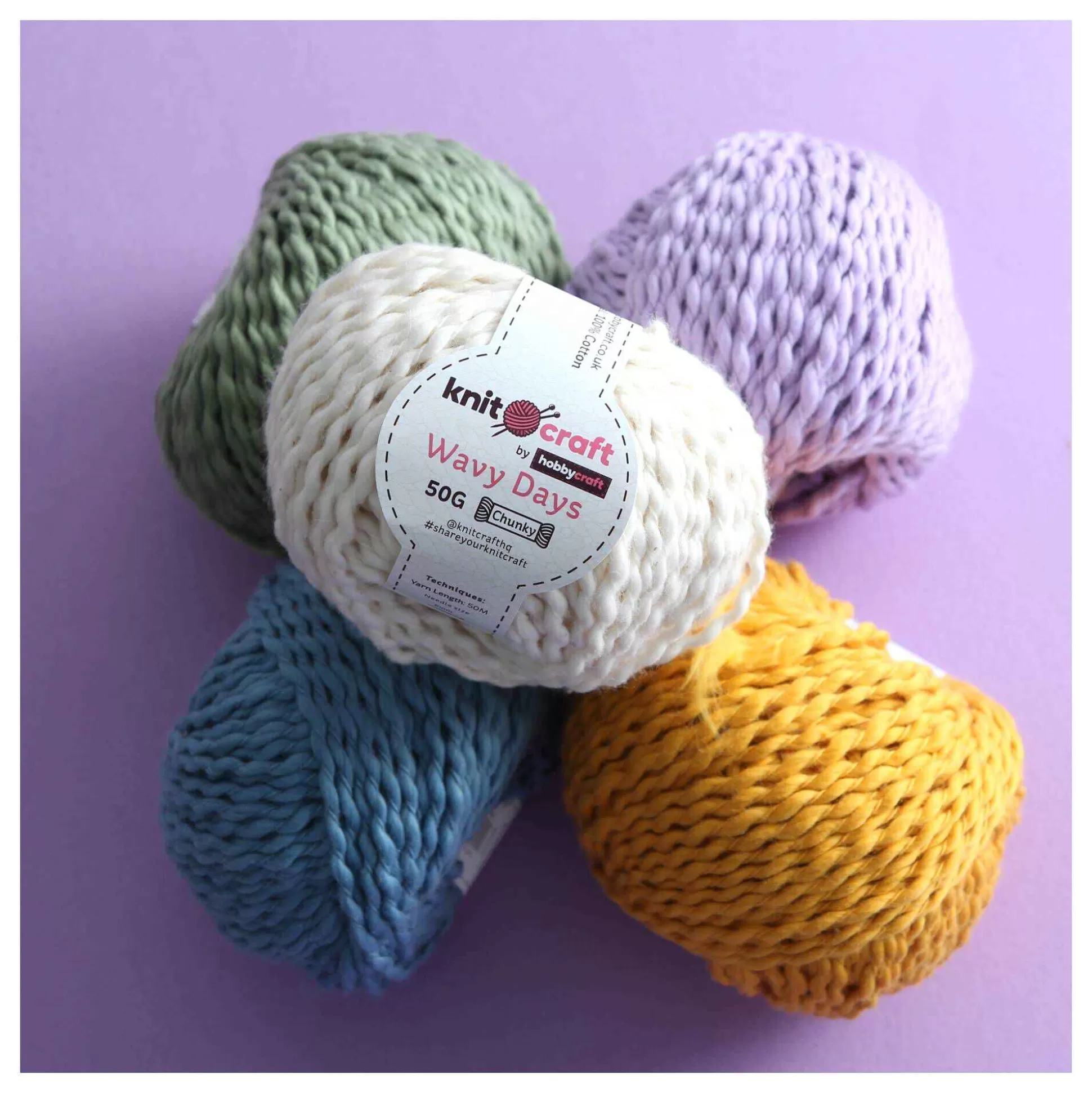 Knitcraft Cream Wavy Days Yarn 50G-Hobbycraft Cheap