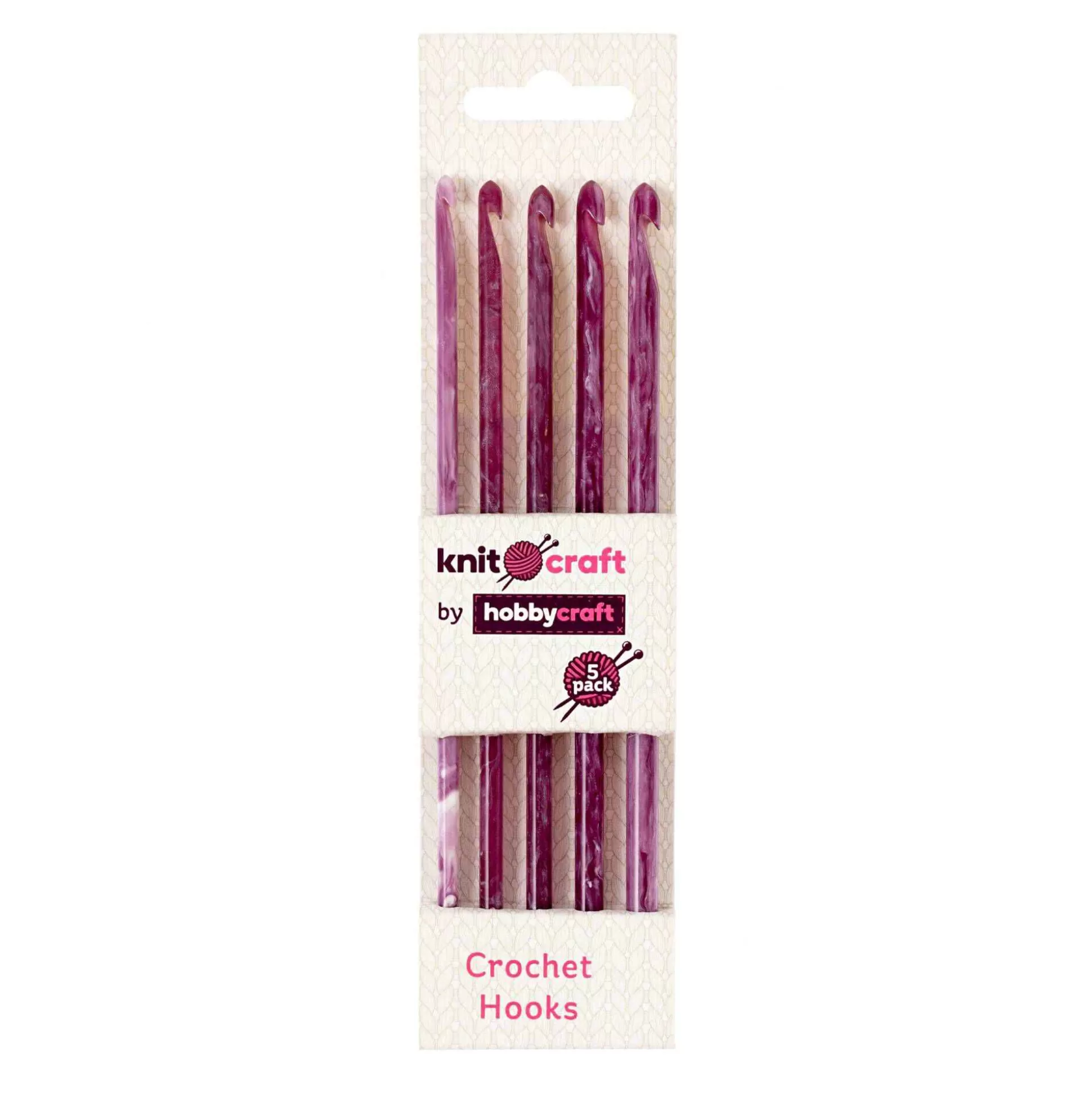 Knitcraft Purple Resin Crochet Hooks 5 Pack-Hobbycraft Fashion