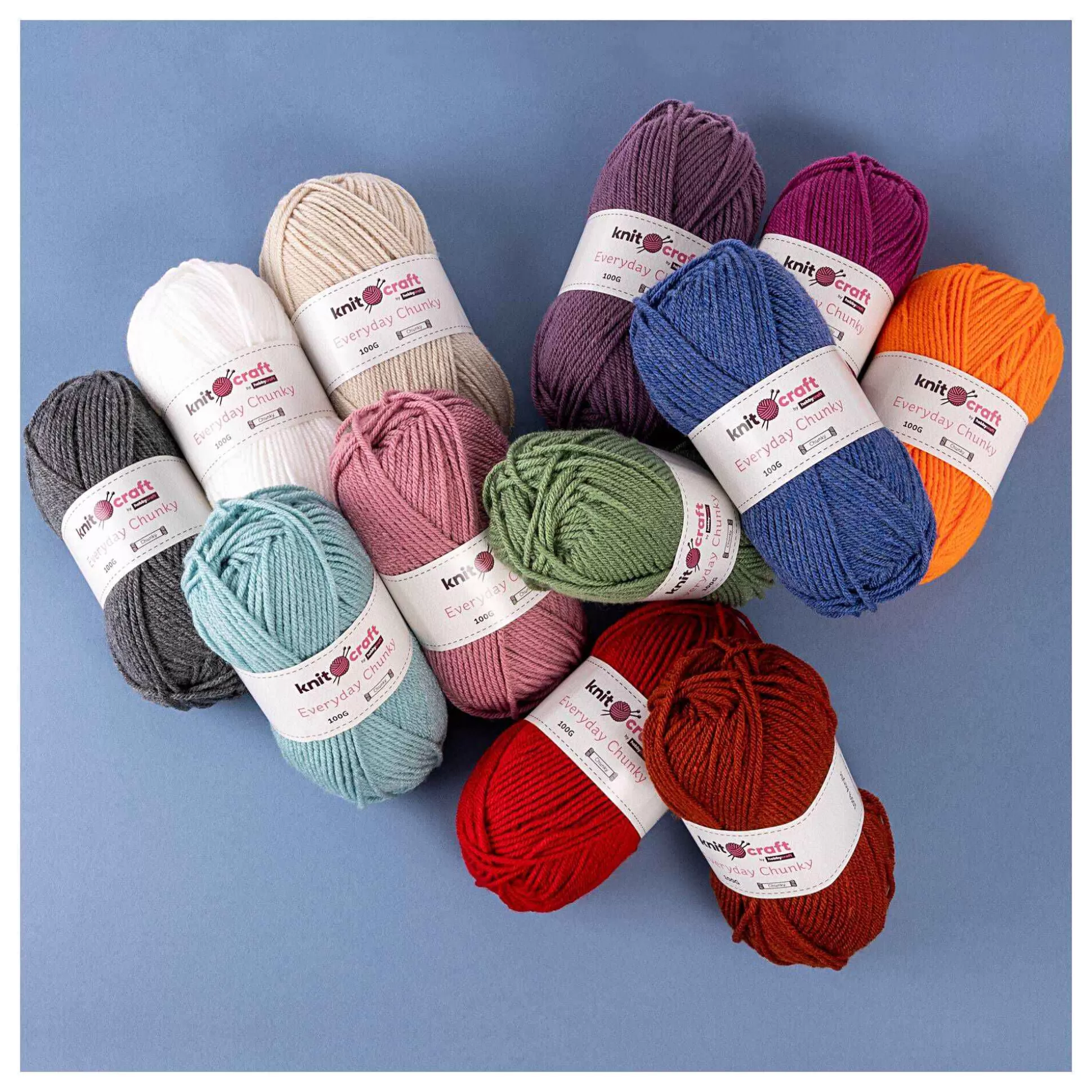 Knitcraft Red Everyday Chunky Yarn 100G-Hobbycraft Clearance