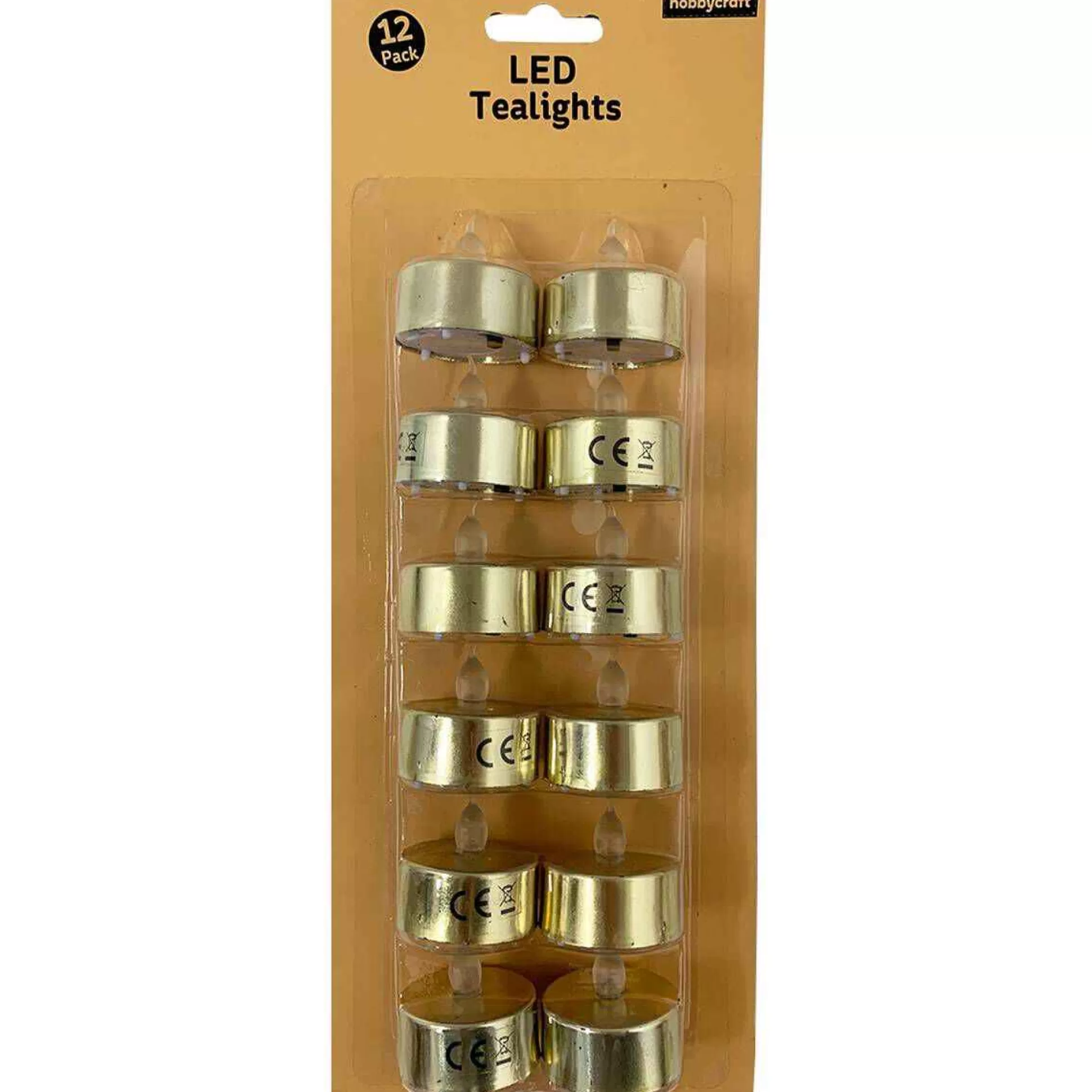 Led Gold Tea Lights 12 Pack-Hobbycraft New