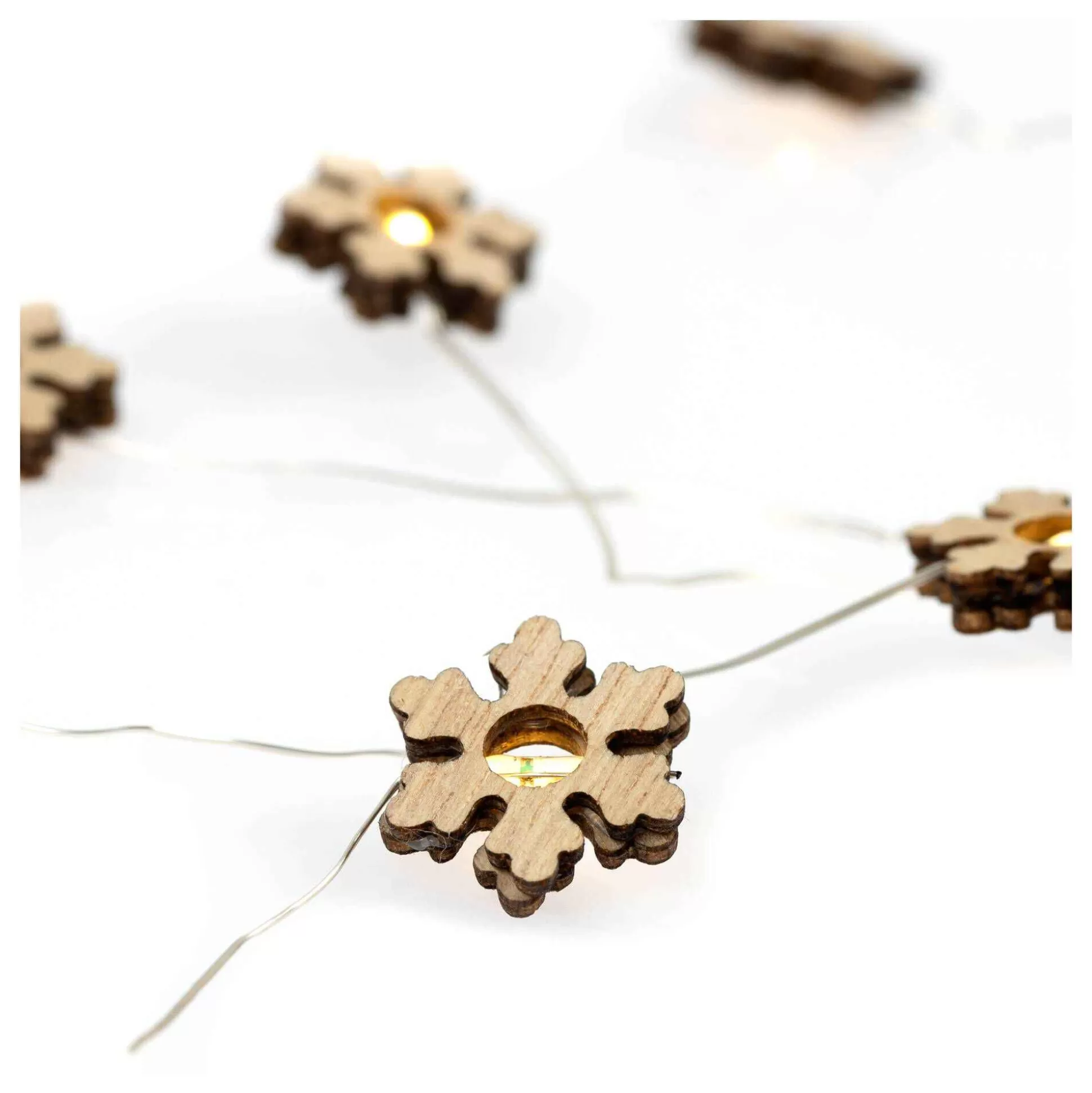 Led Wooden Snowflake String Lights 2M-Hobbycraft Discount