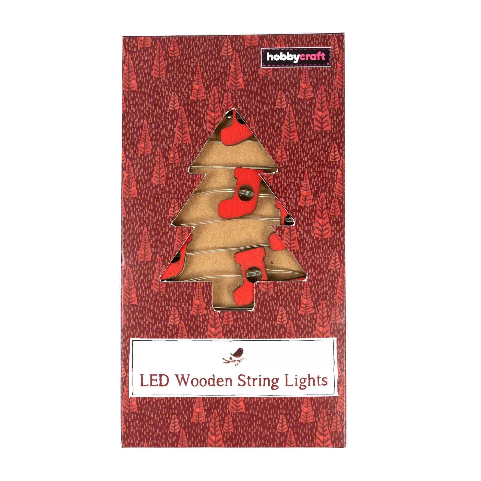 Led Wooden Stocking String Lights 2M-Hobbycraft Shop