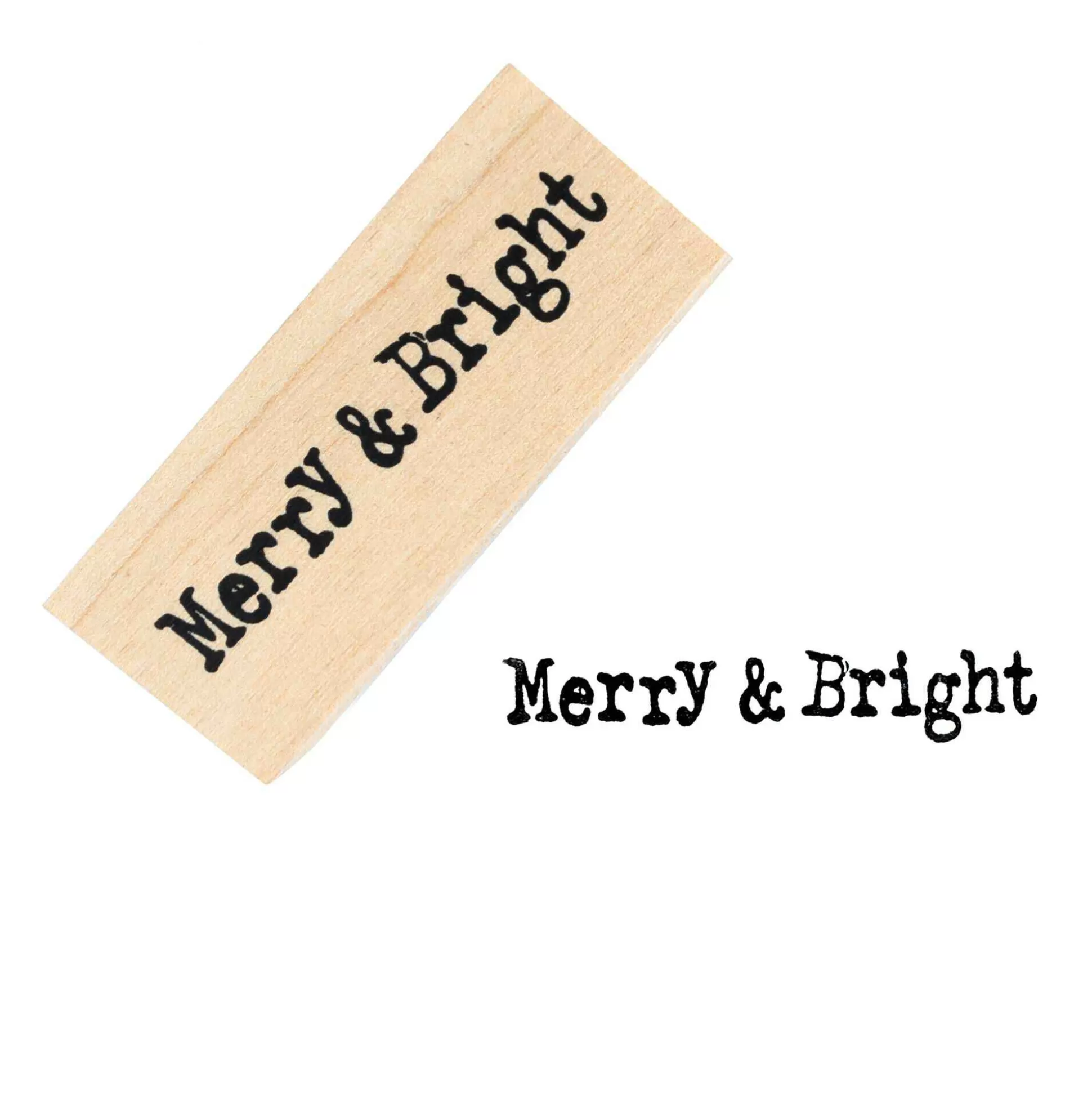 Merry And Bright Wooden Stamp 2.5Cm X 6.3Cm-Hobbycraft New