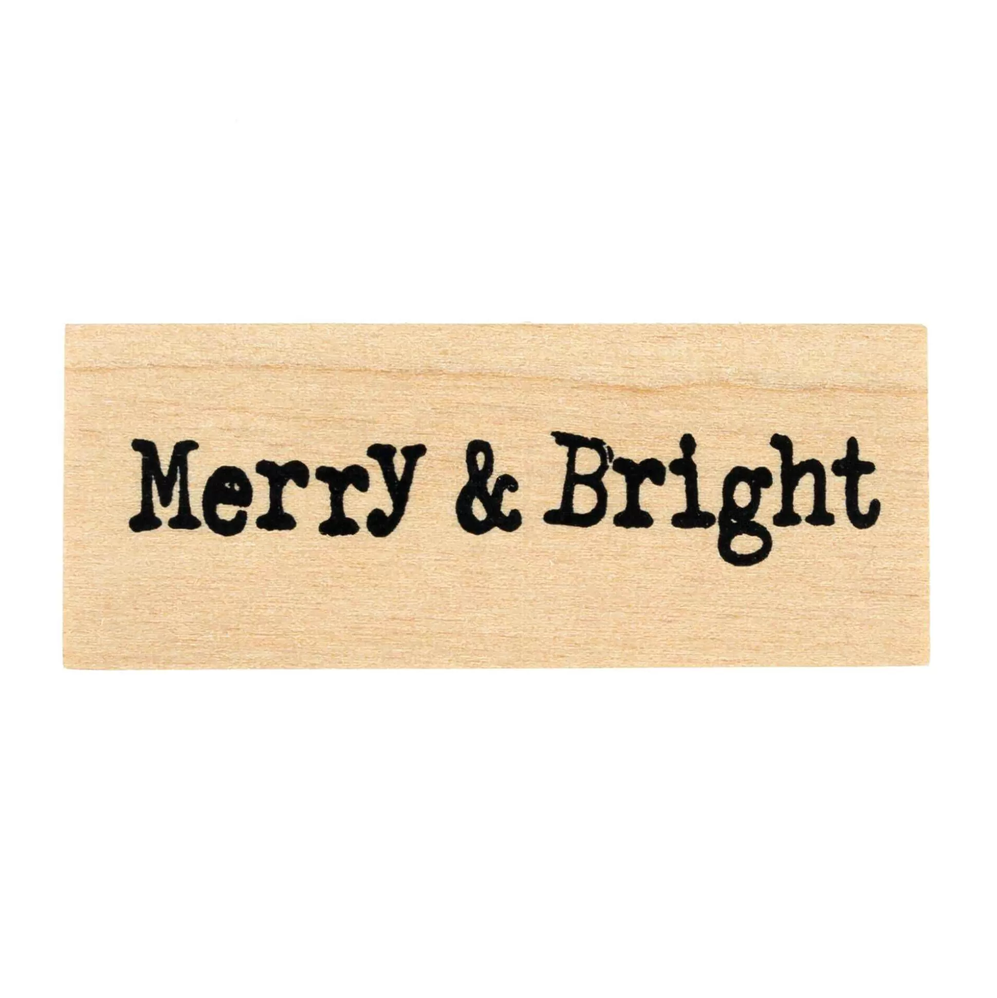 Merry And Bright Wooden Stamp 2.5Cm X 6.3Cm-Hobbycraft New