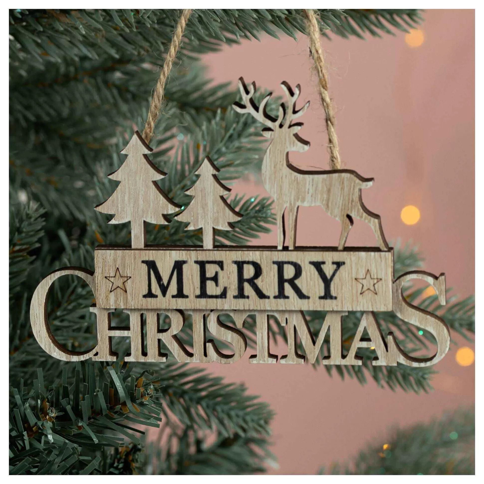 Merry Christmas Hanging Wooden Sign 12.5Cm-Hobbycraft Hot